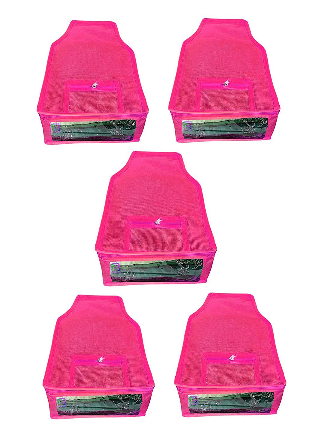 atorakushon Set Of 5 Pink  Wardrobe Cloth Organizer Price in India