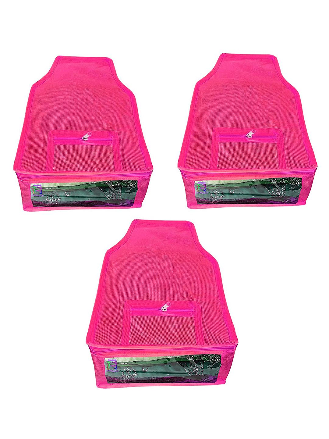 atorakushon Set of 3 Pink Solid Non Woven Blouse Wardrobe Storage Bag Price in India