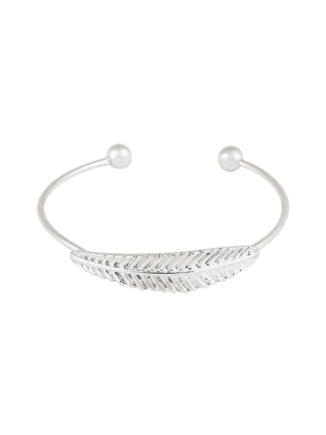 FemNmas Women Silver-Toned Silver-Plated Cuff Bracelet Price in India