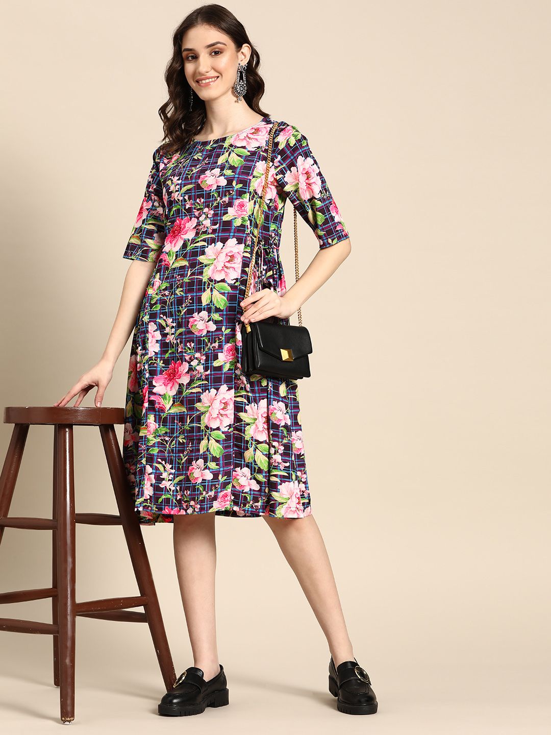 Sangria Floral Printed A-Line Ethnic Dress Price in India