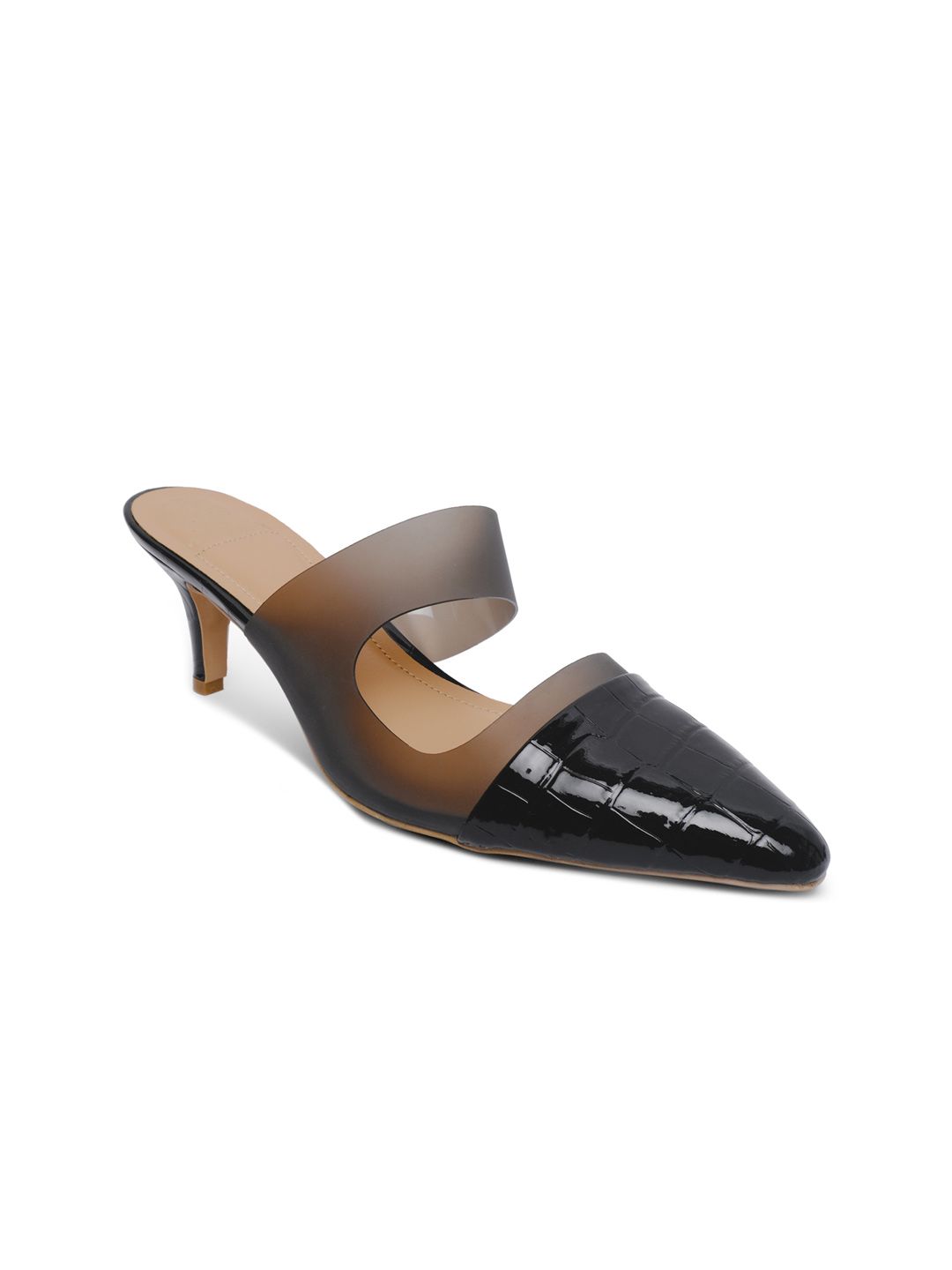 MODA-X Black Textured Mules Price in India