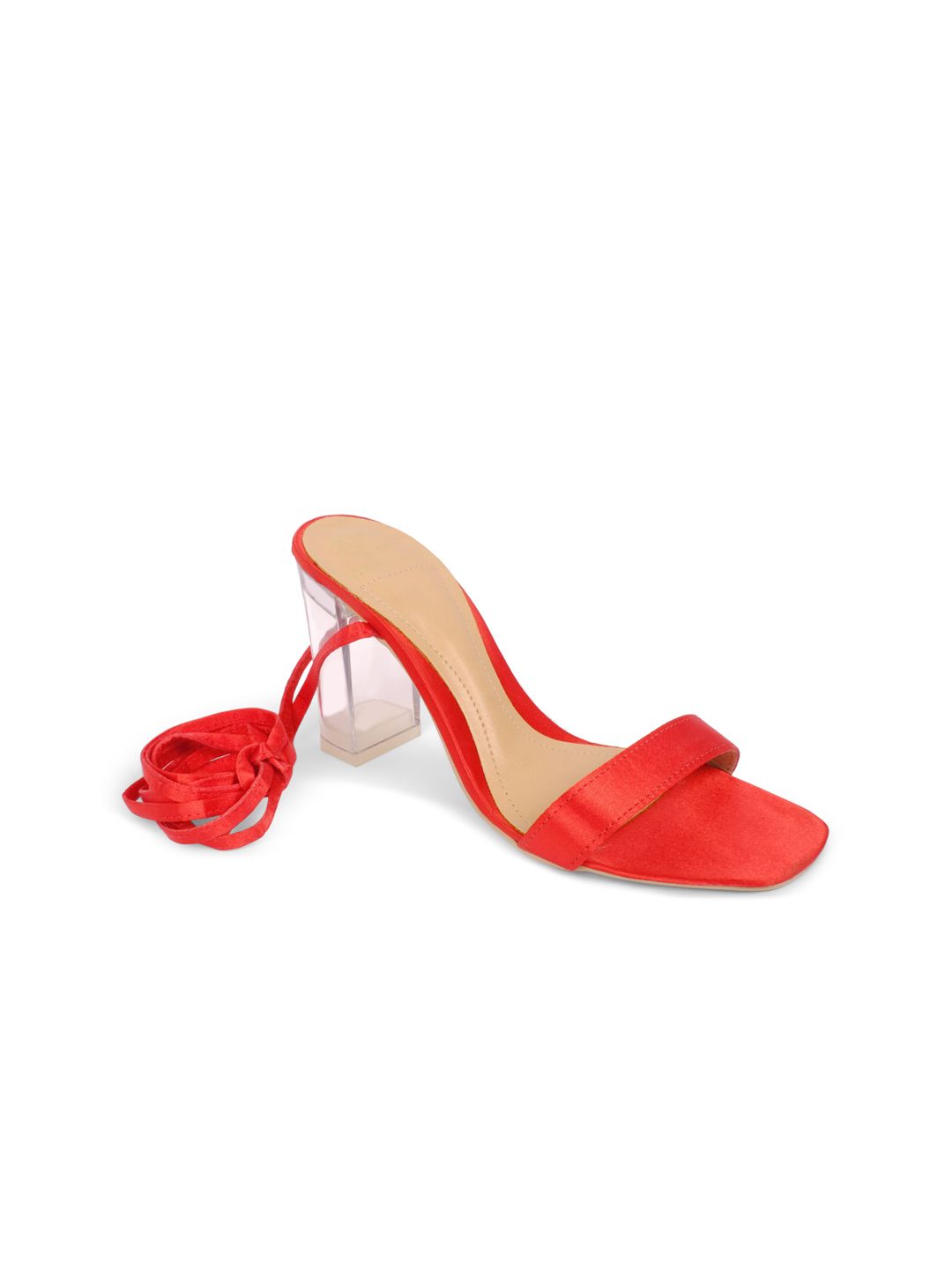 MODA-X Red Solid Block Sandals Price in India