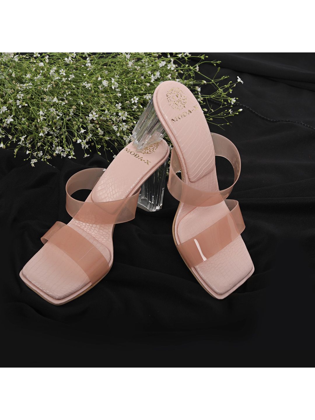 MODA-X Pink Block Sandals 3 Inch Heels Price in India