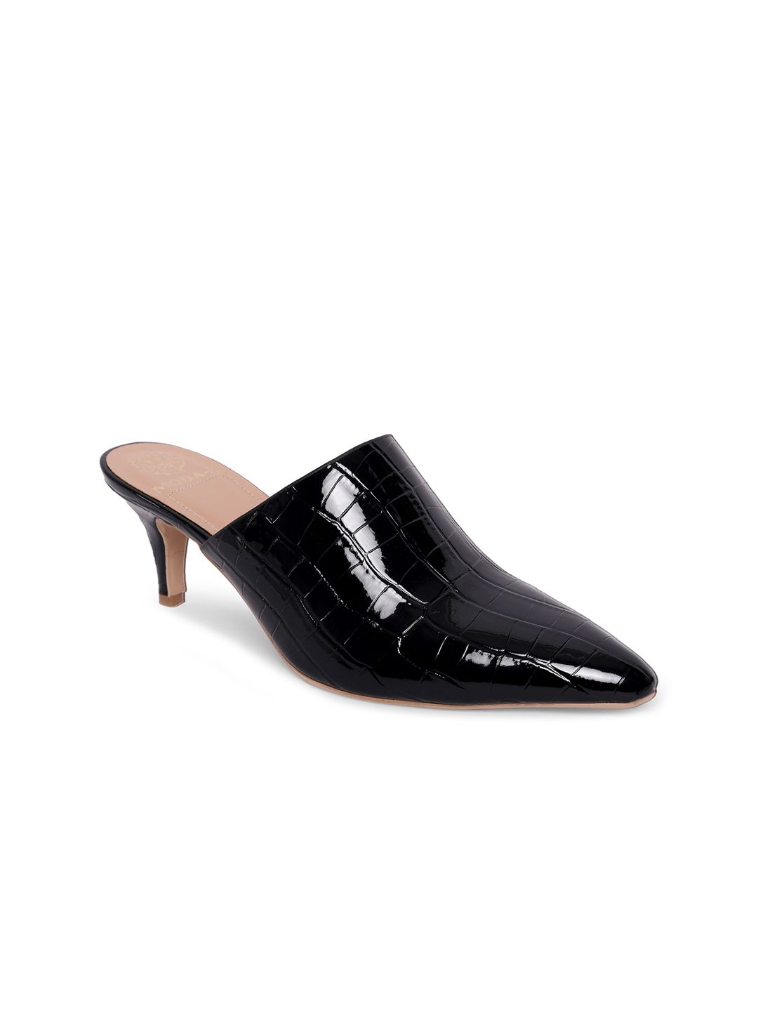 MODA-X Black Textured Mules Price in India