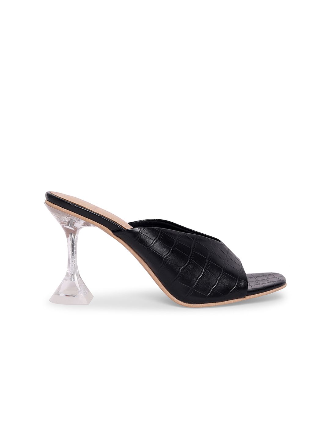 MODA-X Black Transparent Heel Sandals Price in India