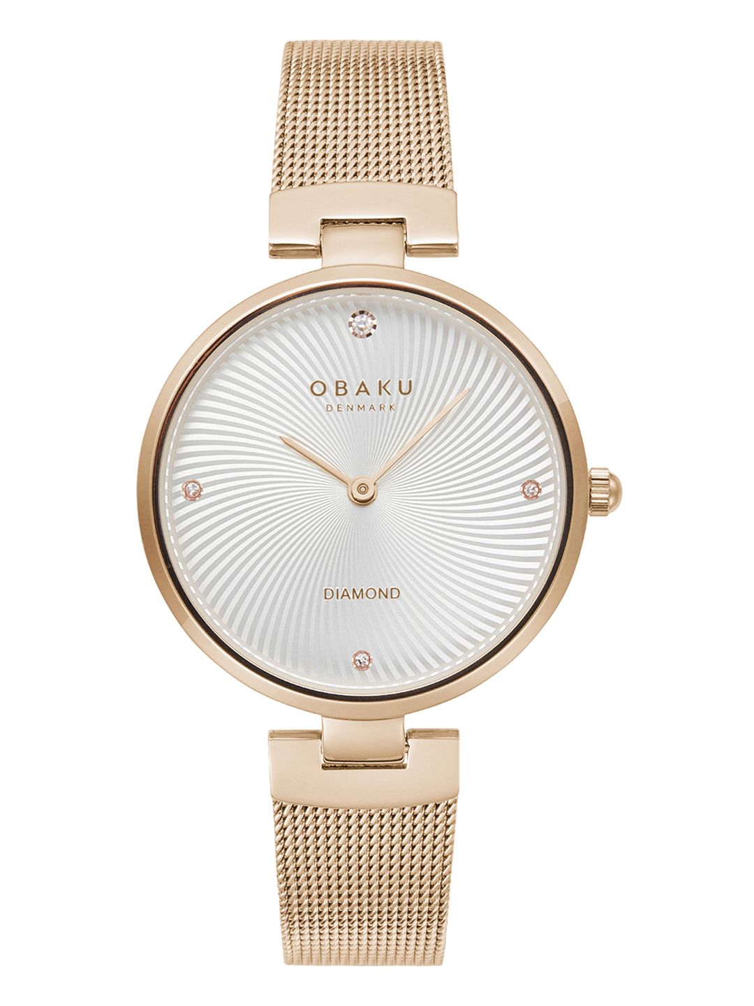 Obaku Women Silver-Toned Brass Embellished Dial & Rose Gold-Plated Stainless Steel Bracelet Style Straps Watch Price in India