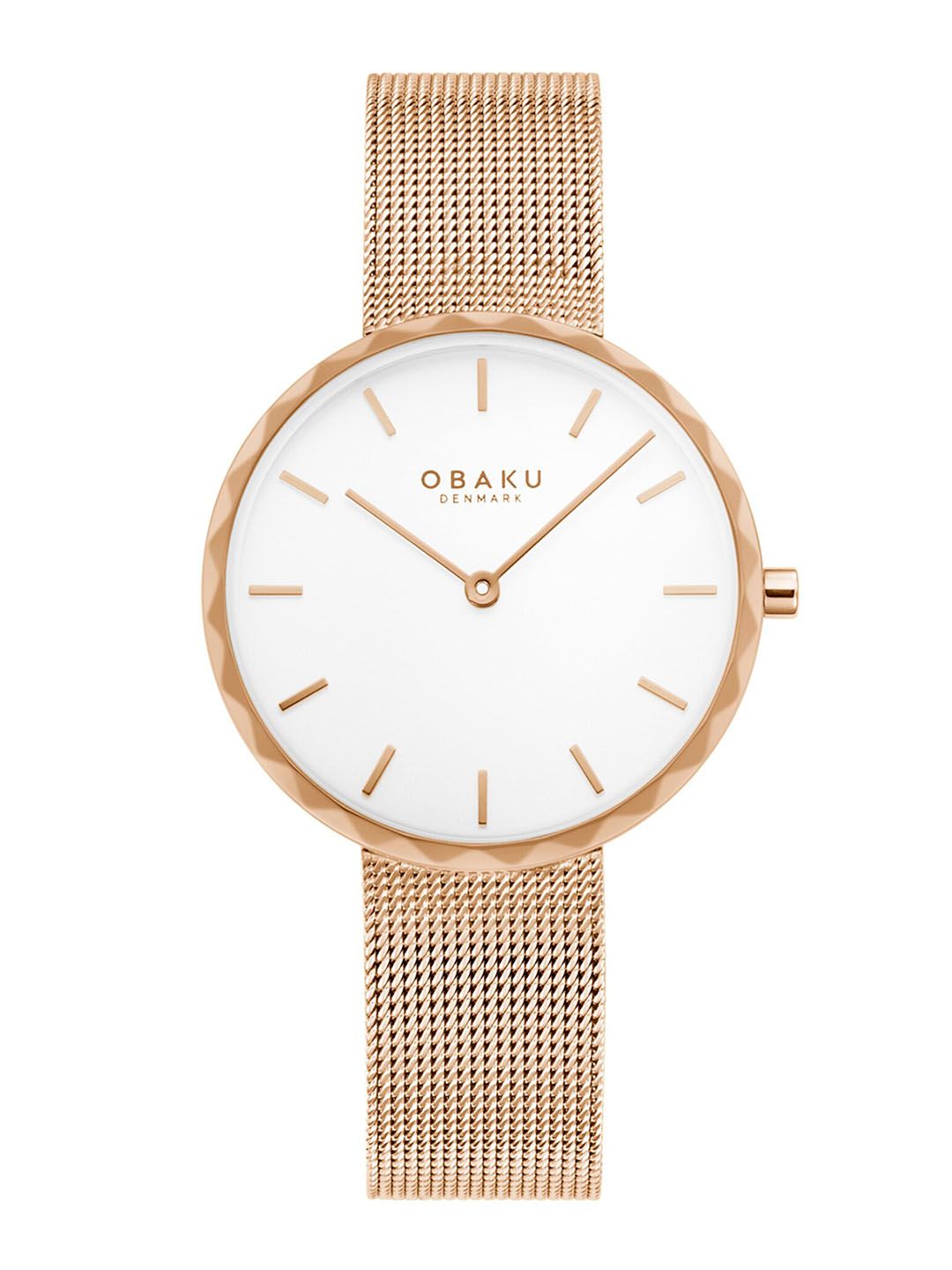 Obaku Women White Brass Embellished Dial & Rose Gold-Plated Stainless Steel Straps Analogue Watch Price in India