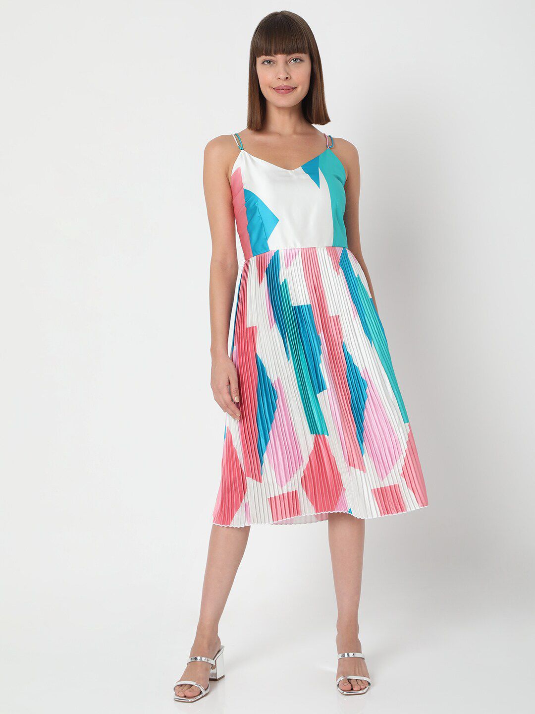 Vero Moda White & wind chime Midi Dress Price in India