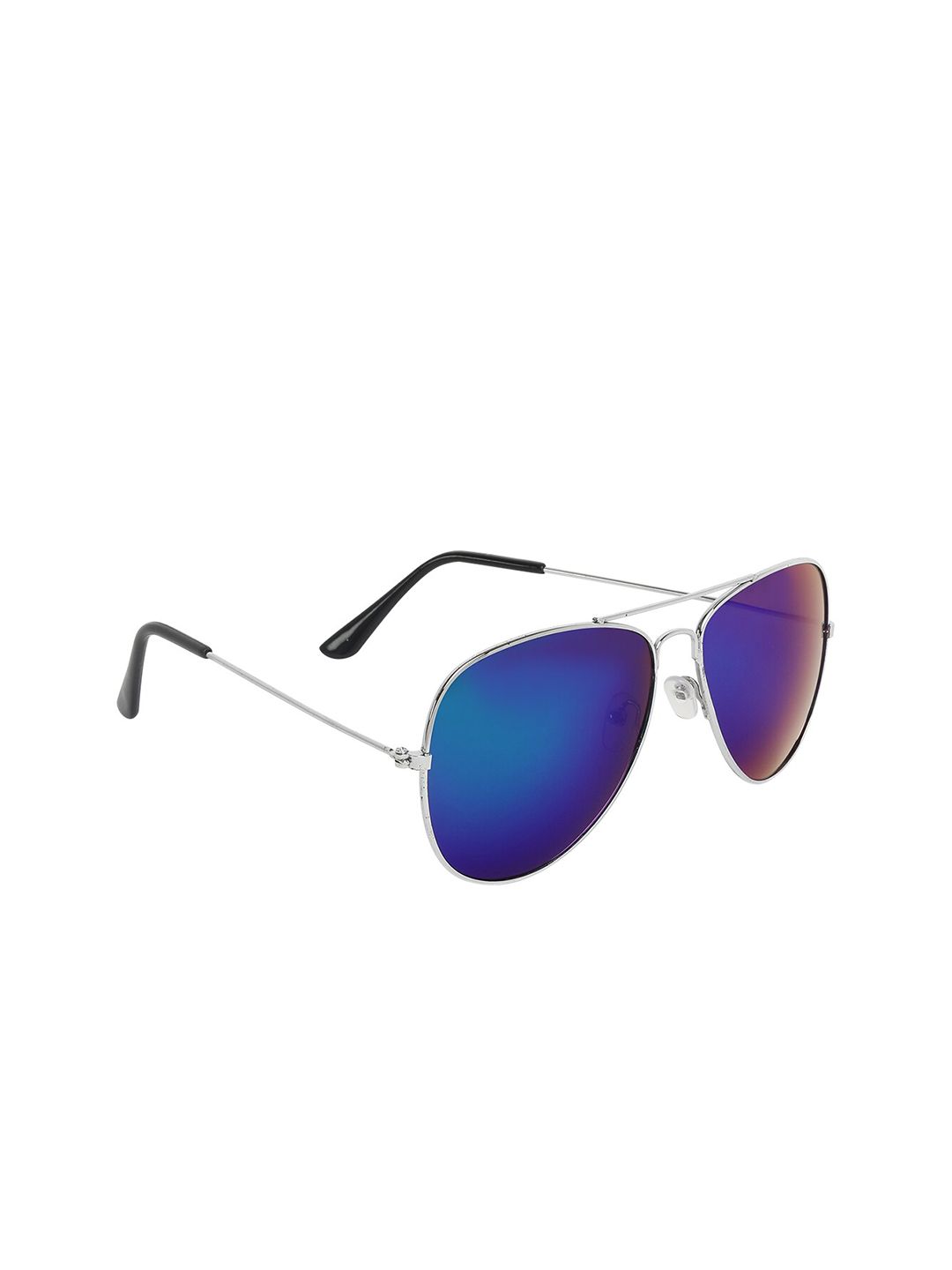 CRIBA Unisex Blue Lens & Steel-Toned Aviator Sunglasses with UV Protected Lens