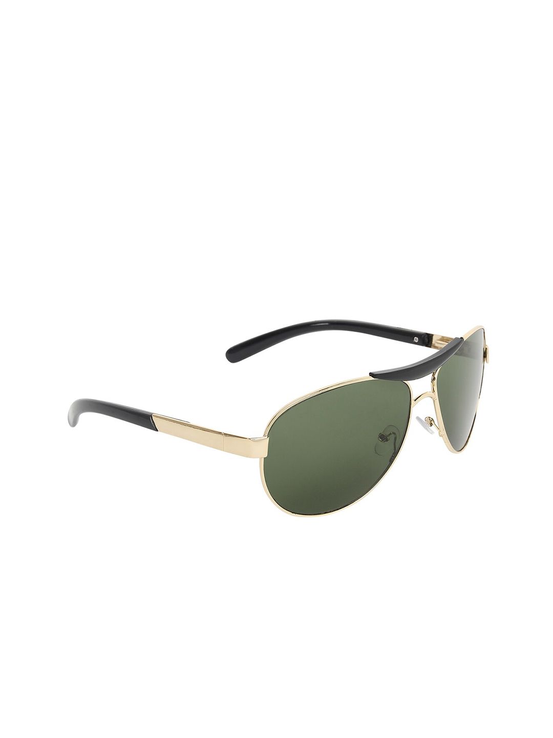 CRIBA Unisex Green Lens & Gold-Toned Aviator Sunglasses with UV Protected Lens