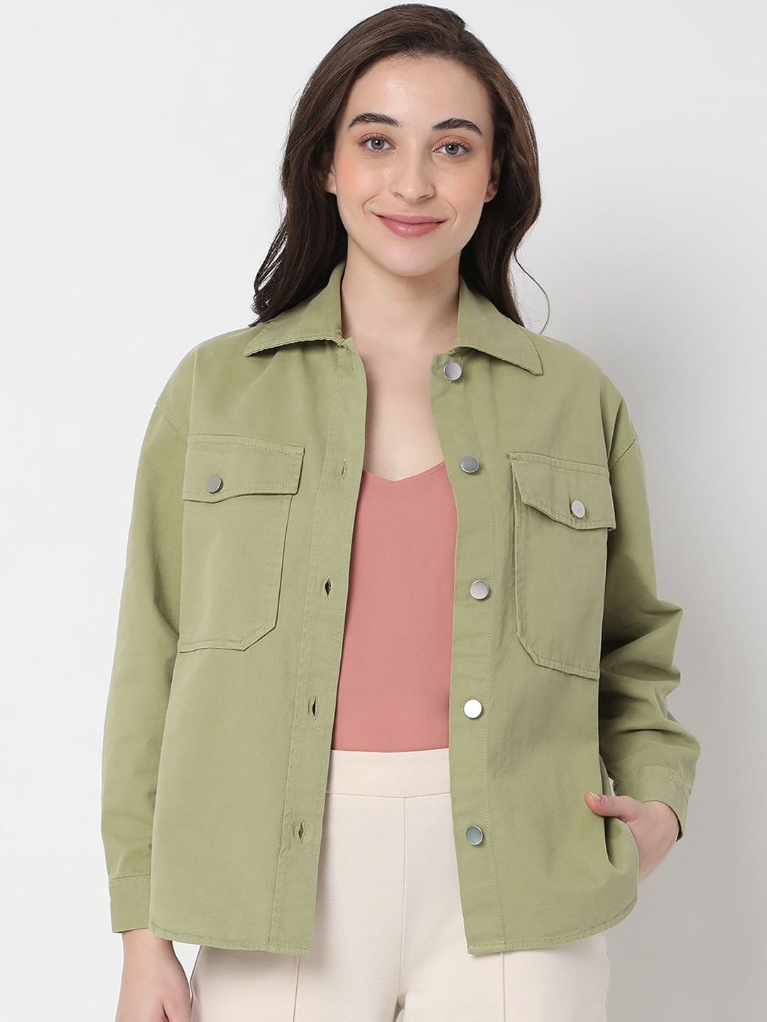 Vero Moda Women Green Crop Tailored Jacket Price in India