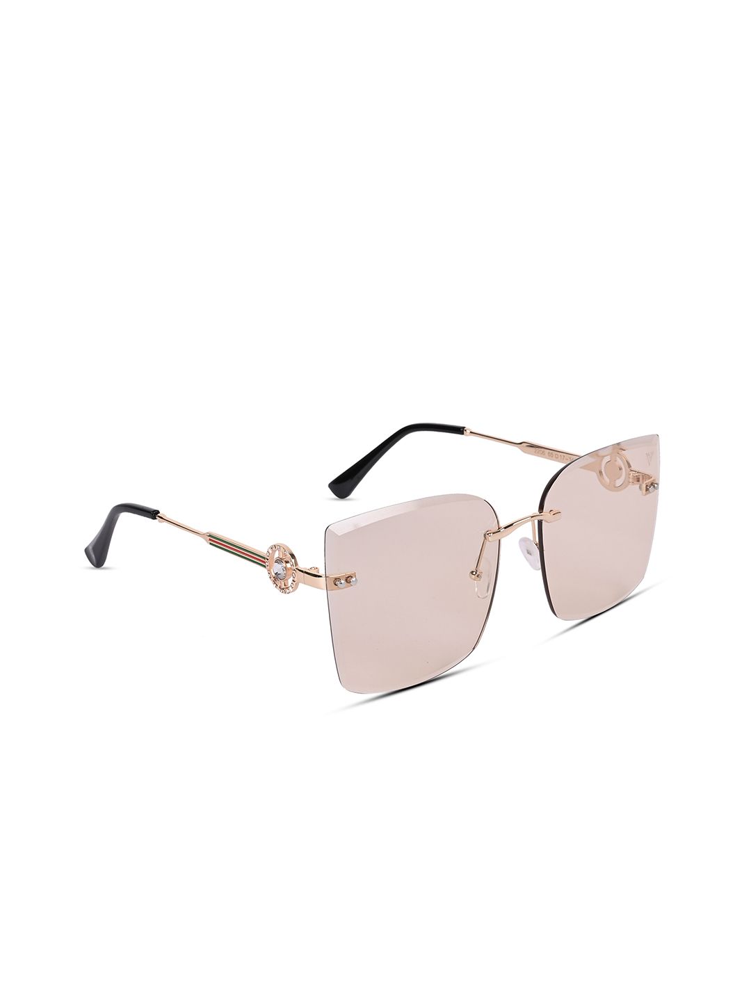 Voyage Women Brown Lens & Gold-Toned Square Sunglasses with UV Protected Lens Price in India