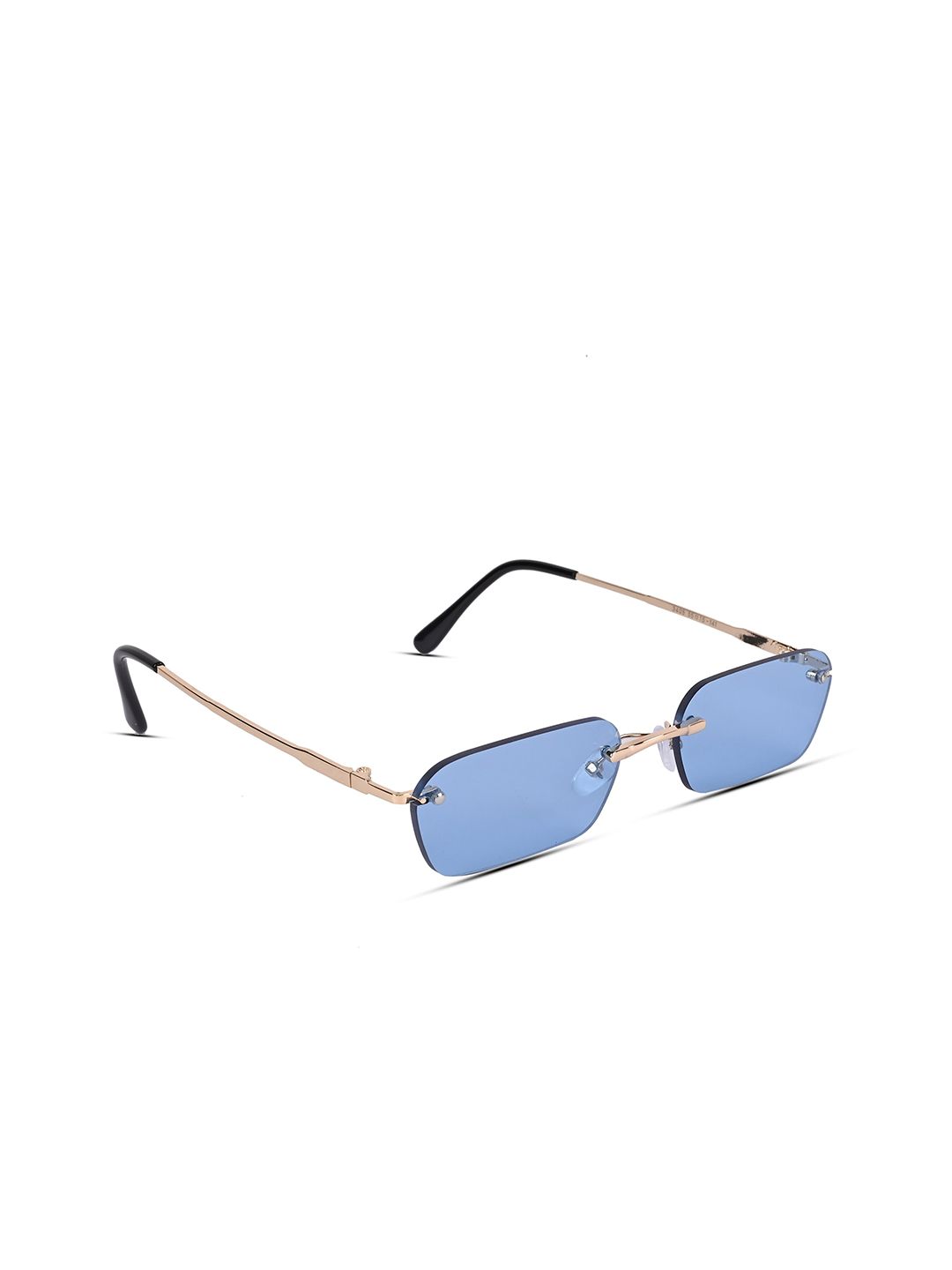 Voyage Unisex Blue Lens & Gold-Toned Rectangle Sunglasses with UV Protected Lens Price in India
