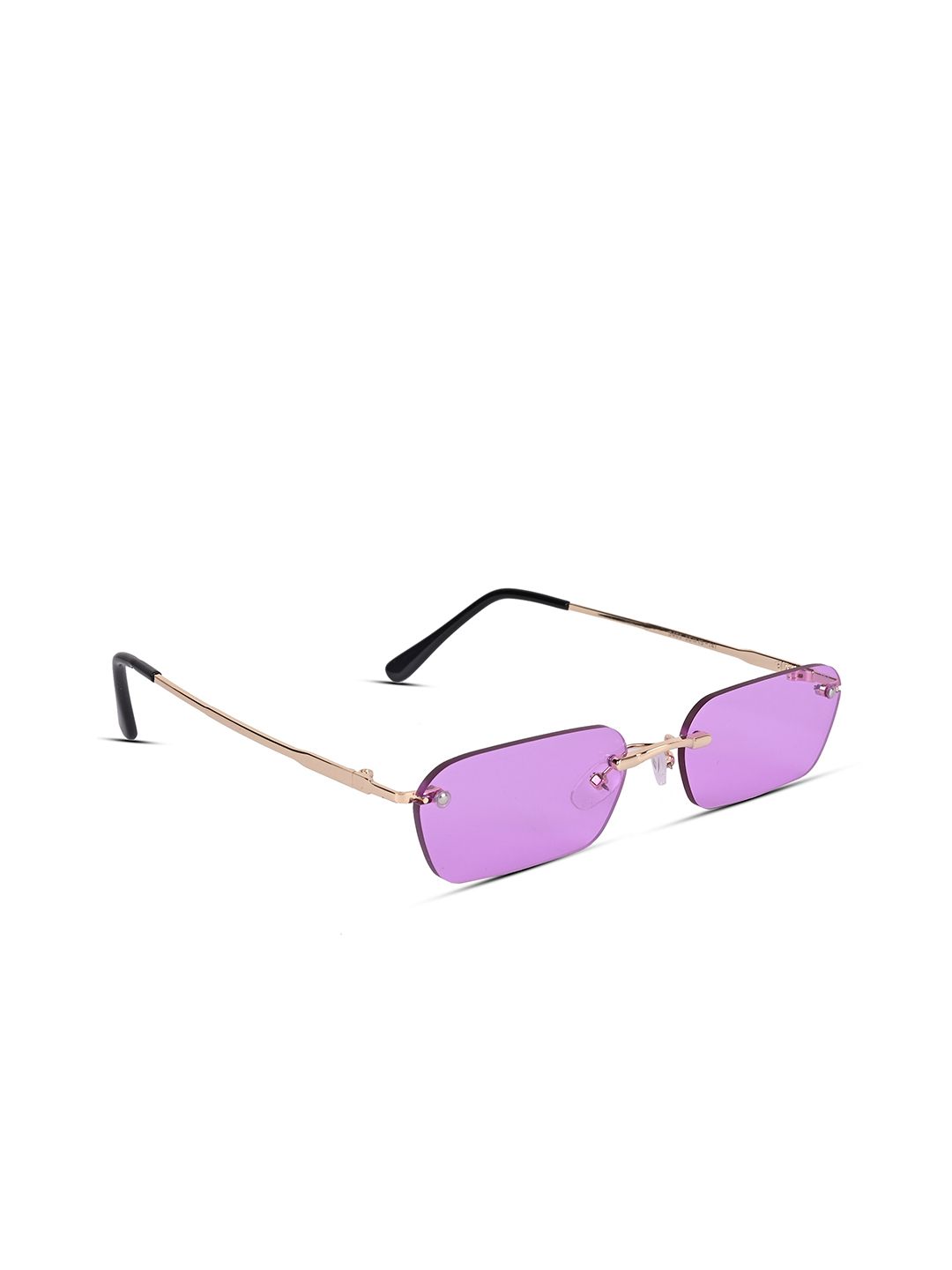 Voyage Unisex Purple Lens & Gold-Toned Rectangle Sunglasses with UV Protected Lens Price in India