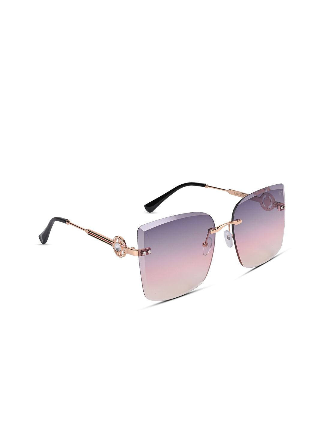 Voyage Women Purple Lens & Gold-Toned Square Sunglasses with UV Protected Lens Price in India