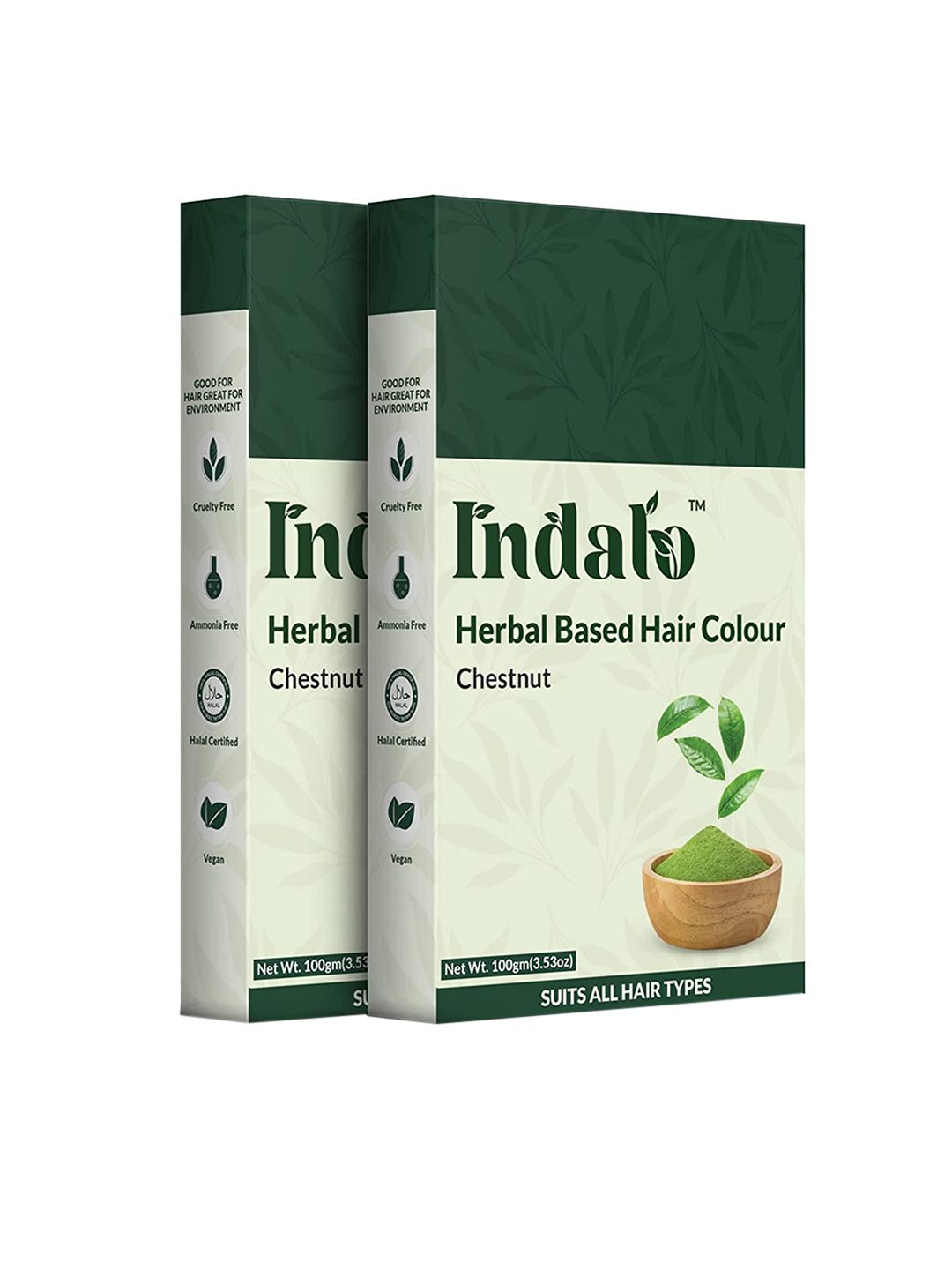 INDALO Set Of 2 No Ammonia Herbal Based Hair Colour with Amla & Brahmi 100g Each- Chestnut Price in India