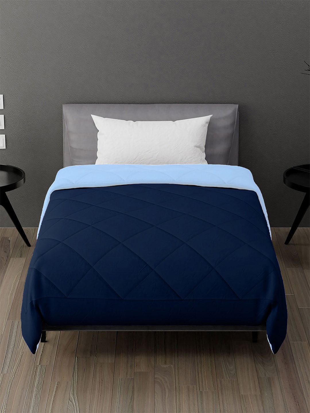AEROHAVEN Unisex Navy Blue  220 GSM Solid Reversible AC Room Single Bed Comforter Price in India