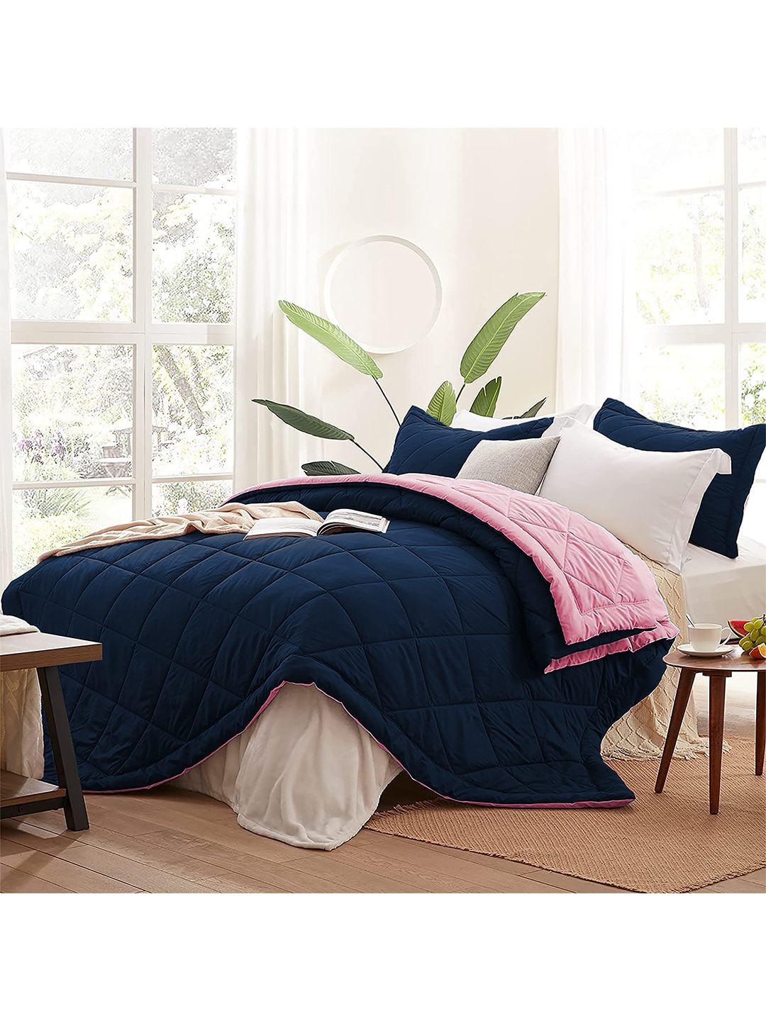 AEROHAVEN Unisex Navy Blue Blankets Quilts and Dohars Price in India