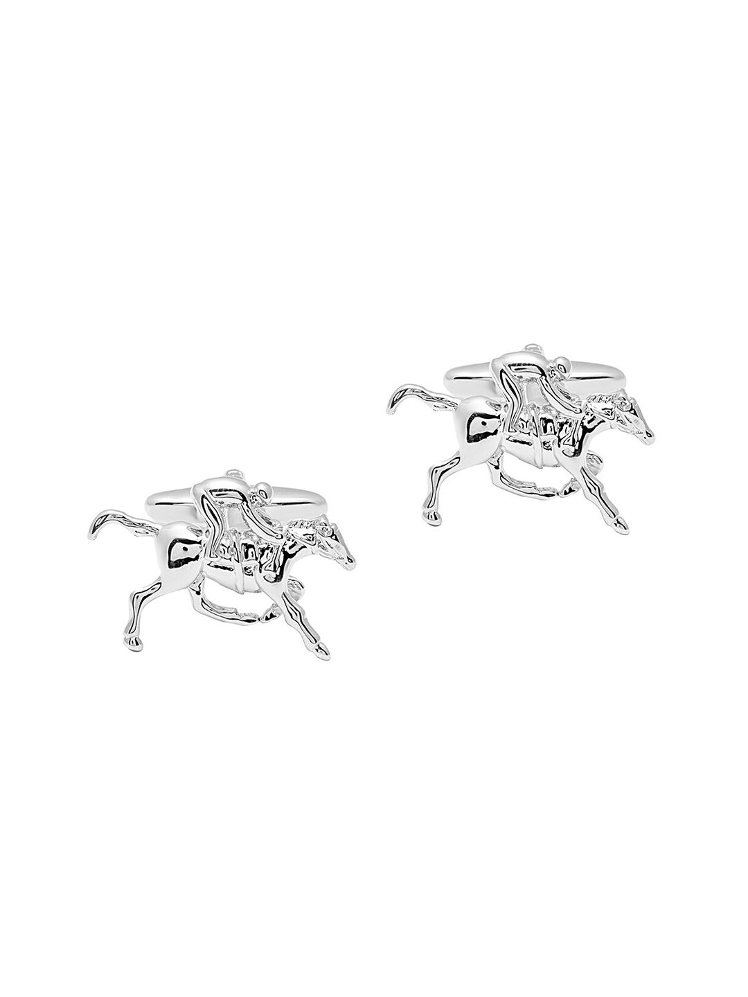 bodha Silver-Toned Quirky Cufflink