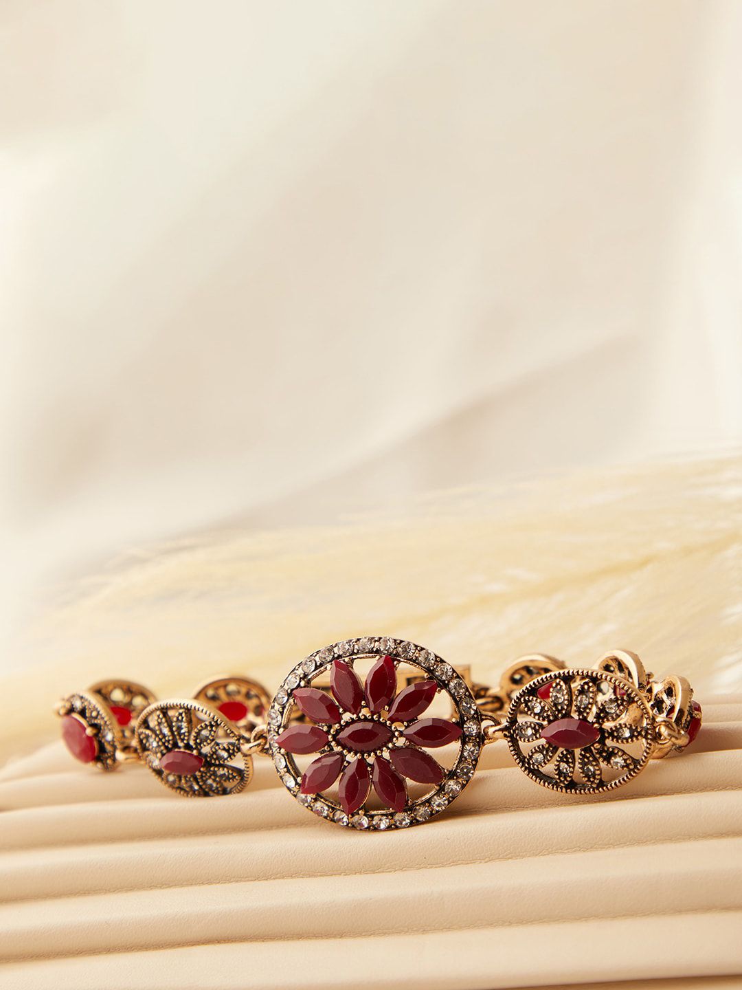 SOHI Women Maroon Stone Bracelet Price in India