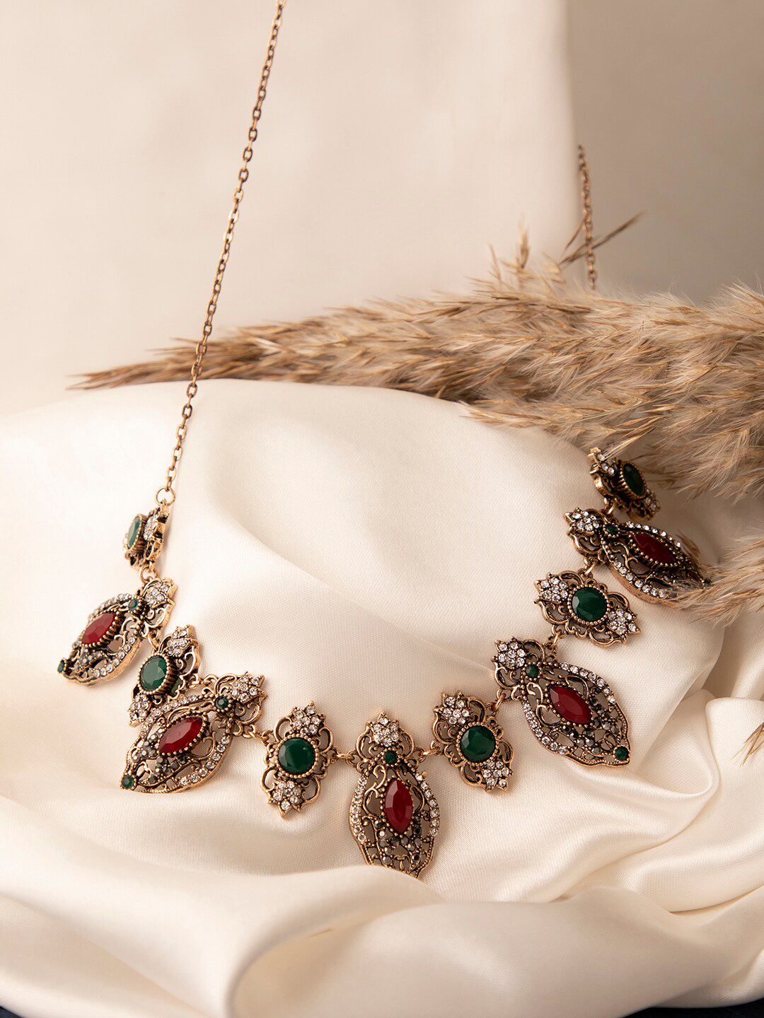SOHI Gold-Toned & Green Gold-Plated Necklace Price in India