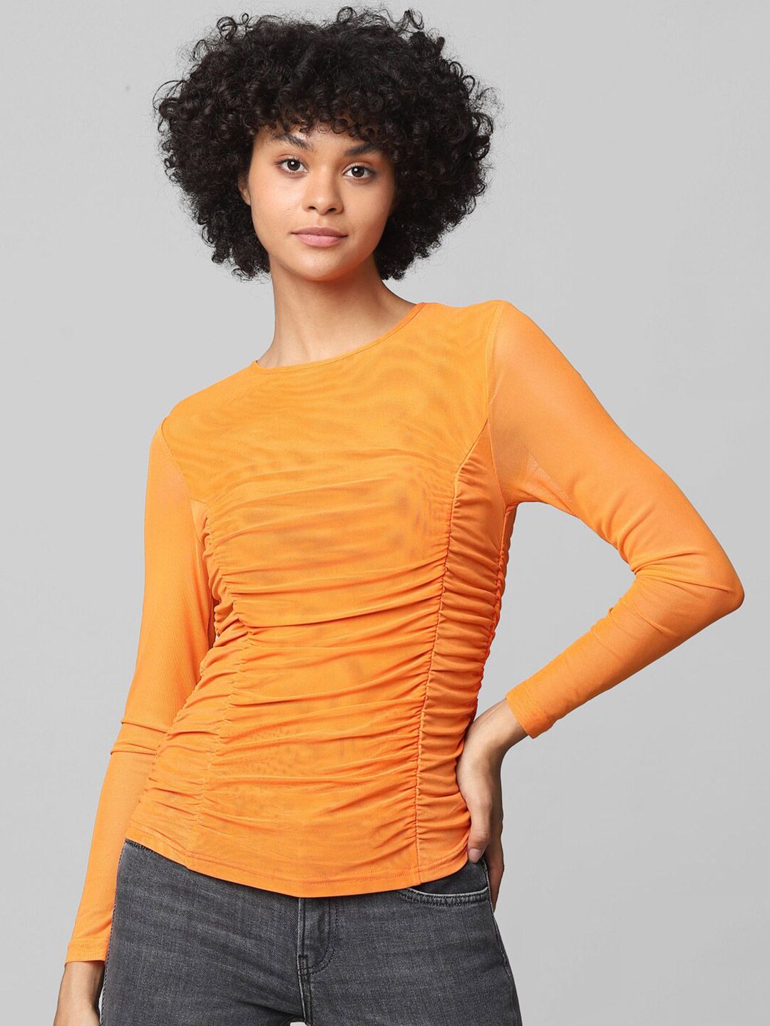 ONLY Orange & amber Striped Top Price in India