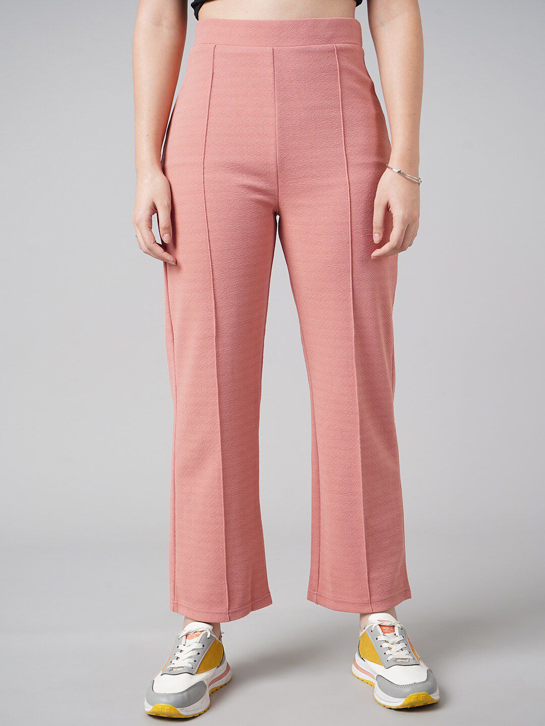 DressBerry Women Pink High-Rise Trousers Price in India