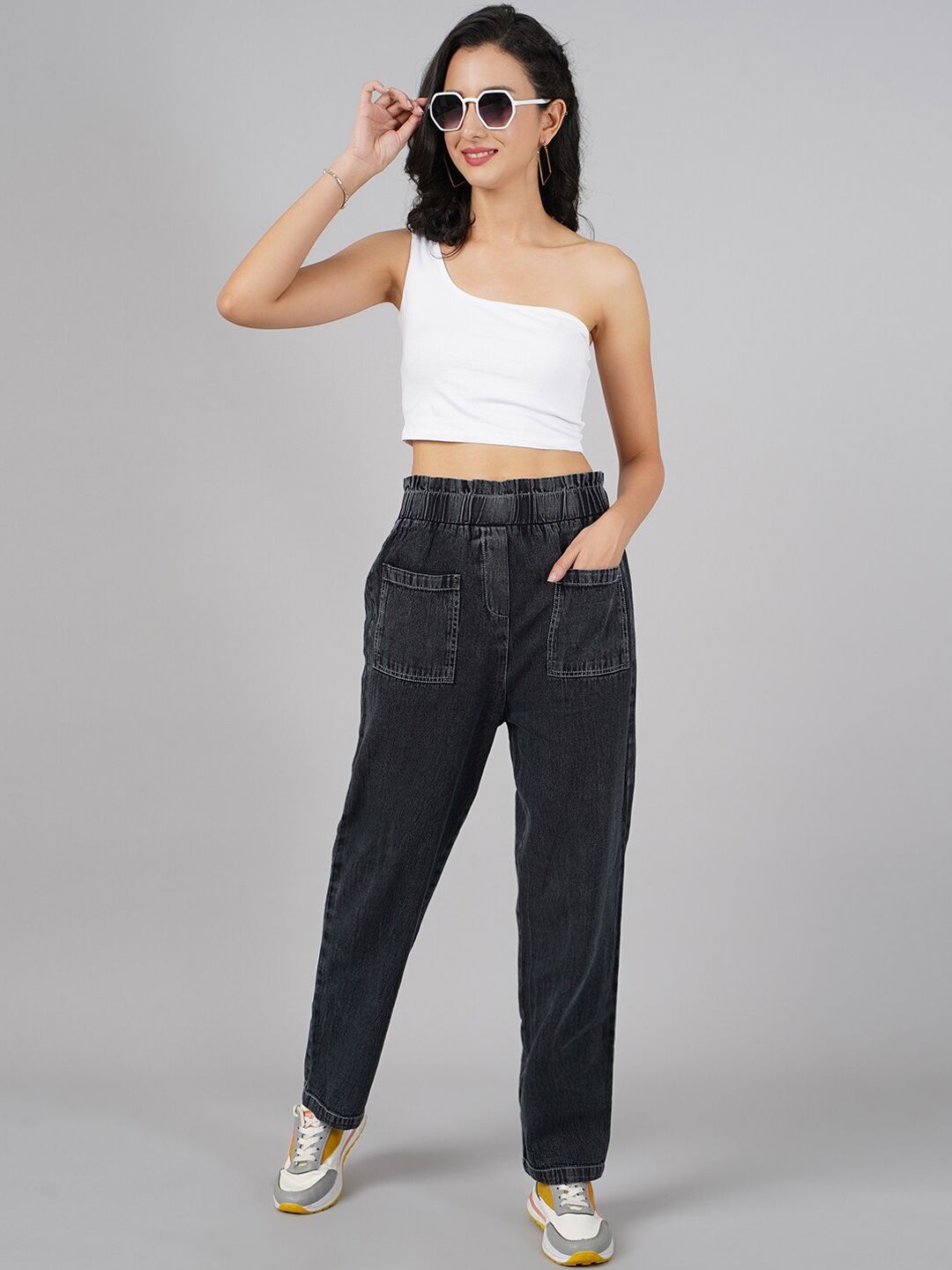 DressBerry Women Black High-Rise Trousers Price in India