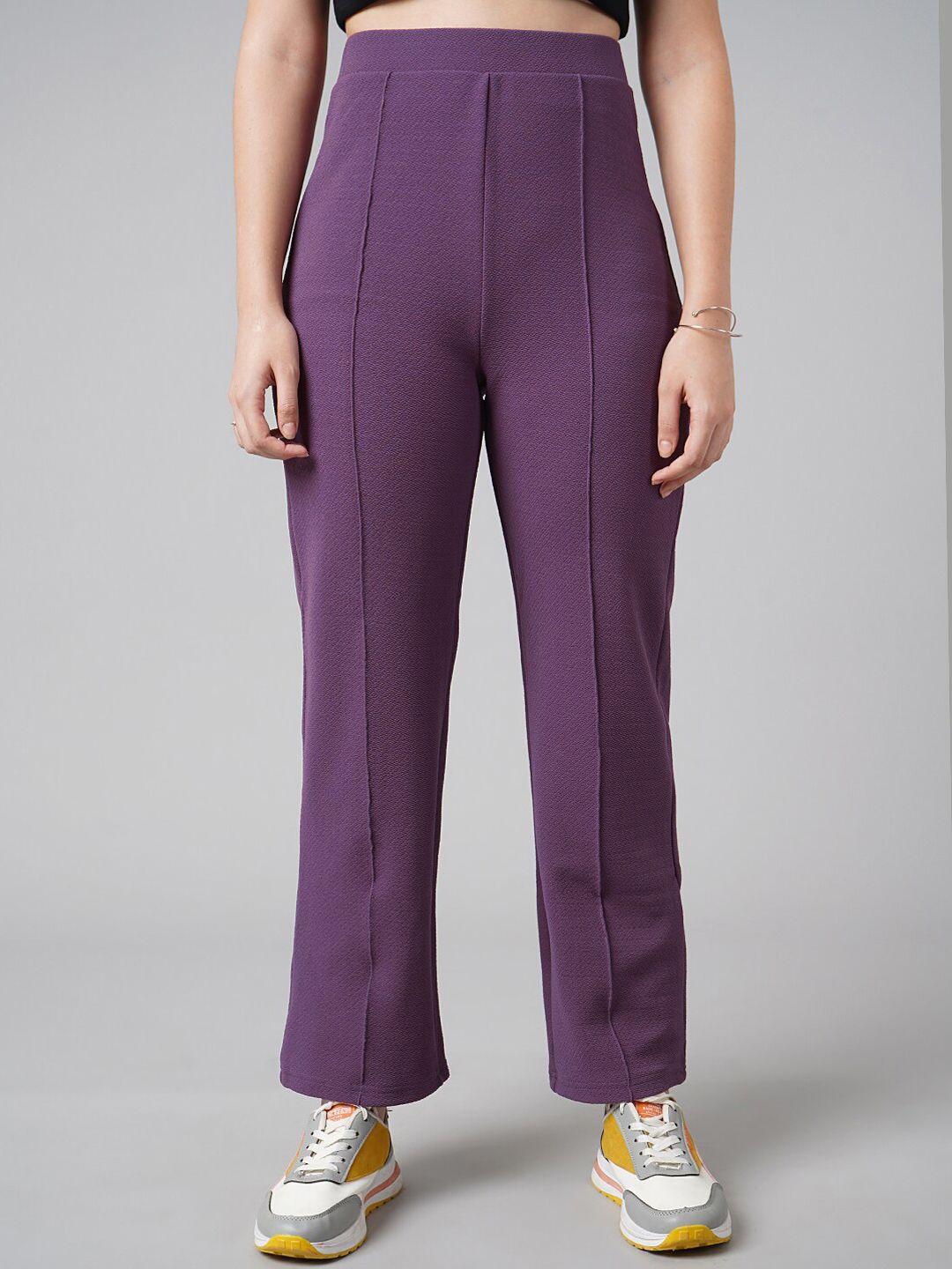 DressBerry Women Lavender High-Rise Trousers Price in India