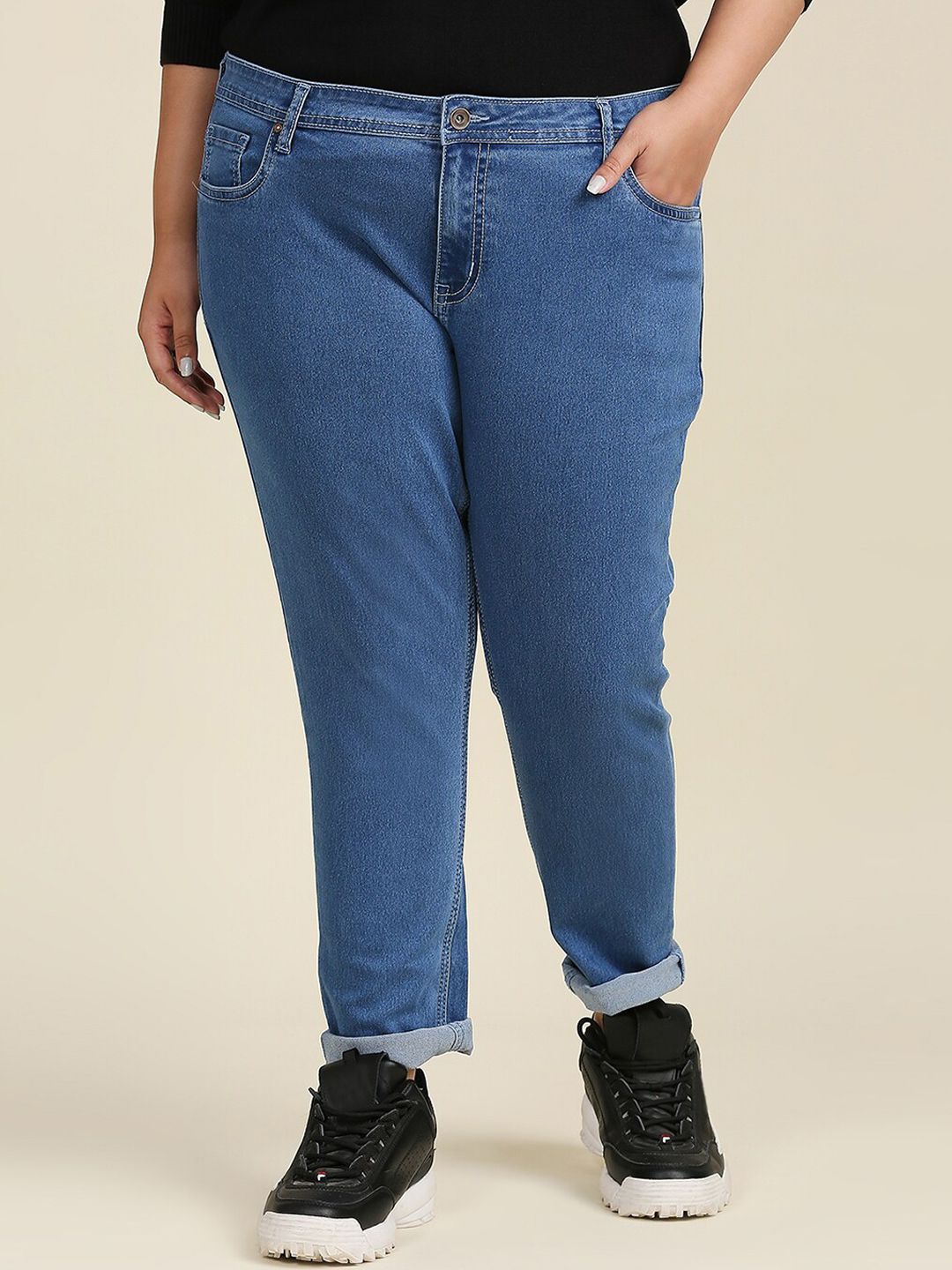 High Star Women Plus Size Blue Slim Fit Stretchable Jeans Price in India