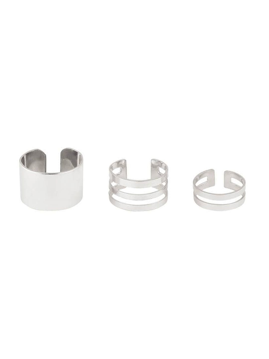 FemNmas Set Of 3 Silver-Plated Adjustable Finger Rings Price in India