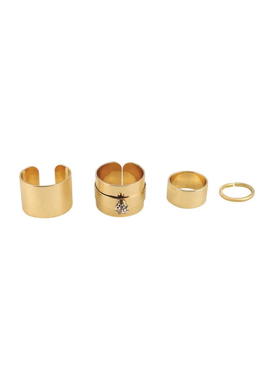 FemNmas Set Of 4 Gold-Plated Adjustable Finger Rings Price in India