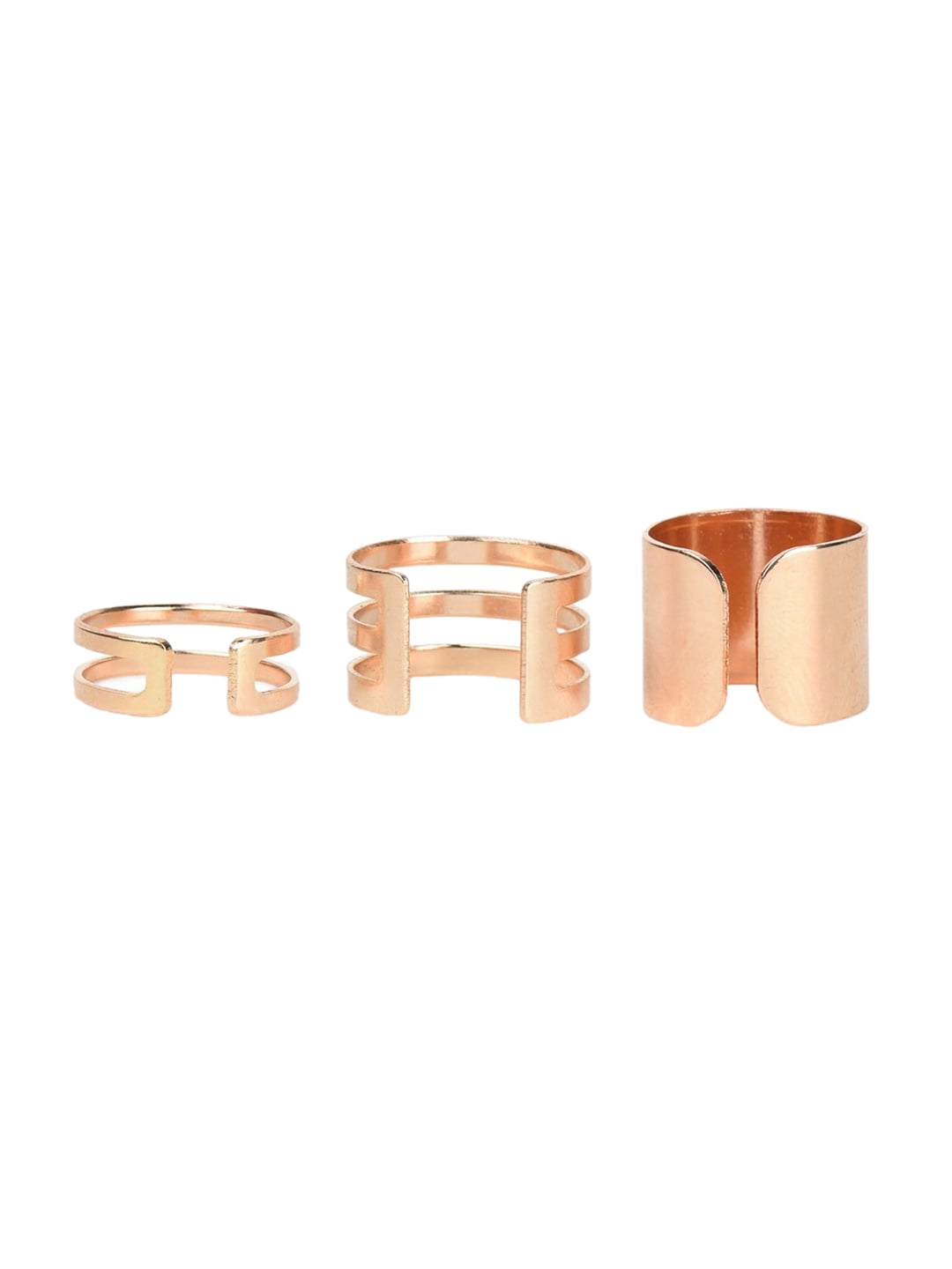 FemNmas Set of 3 Rose Gold-Plated finger ring Price in India