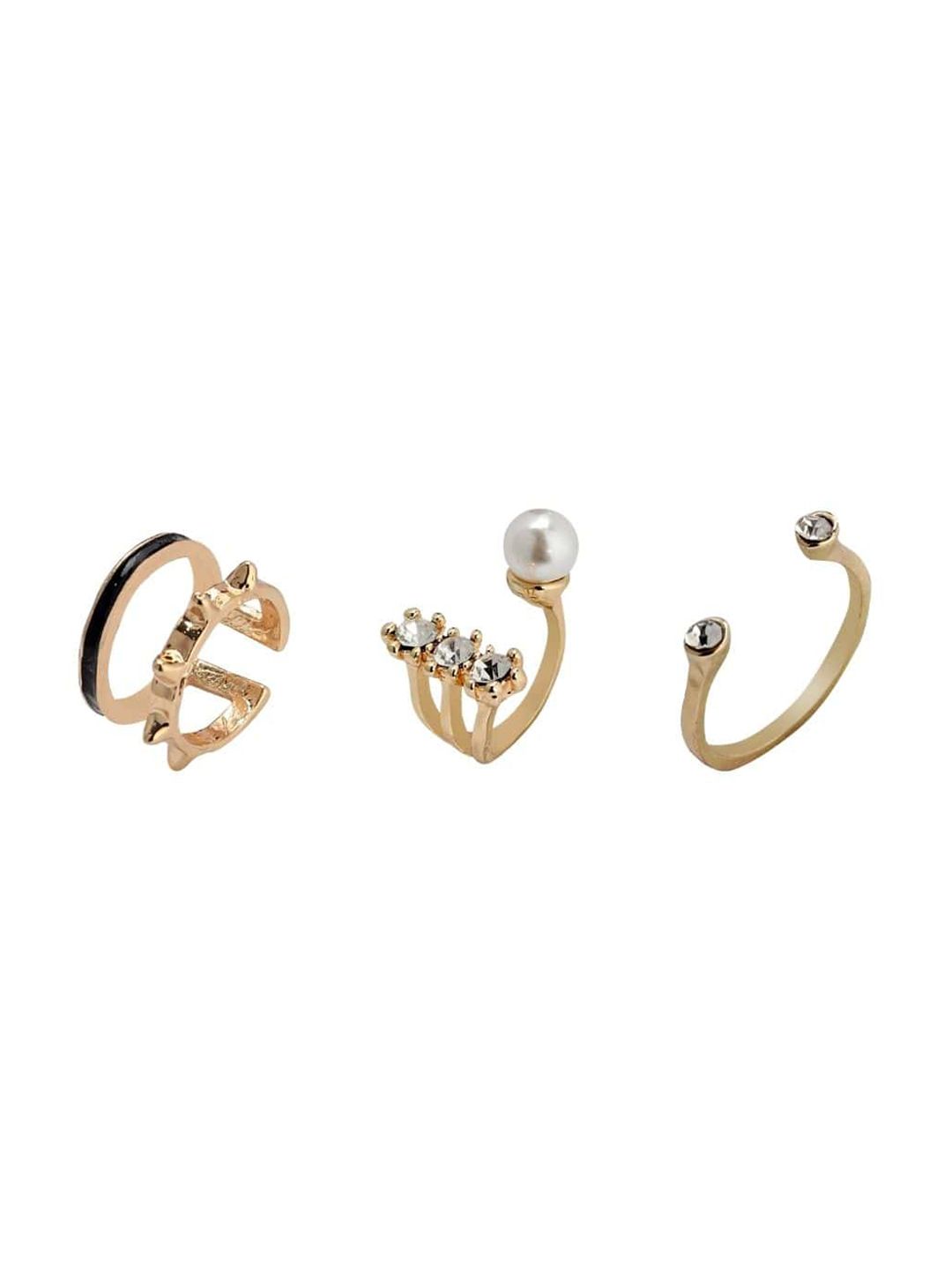 FemNmas Set Of 3 Gold-Plated Trinity Celebrity Finger Ring Price in India