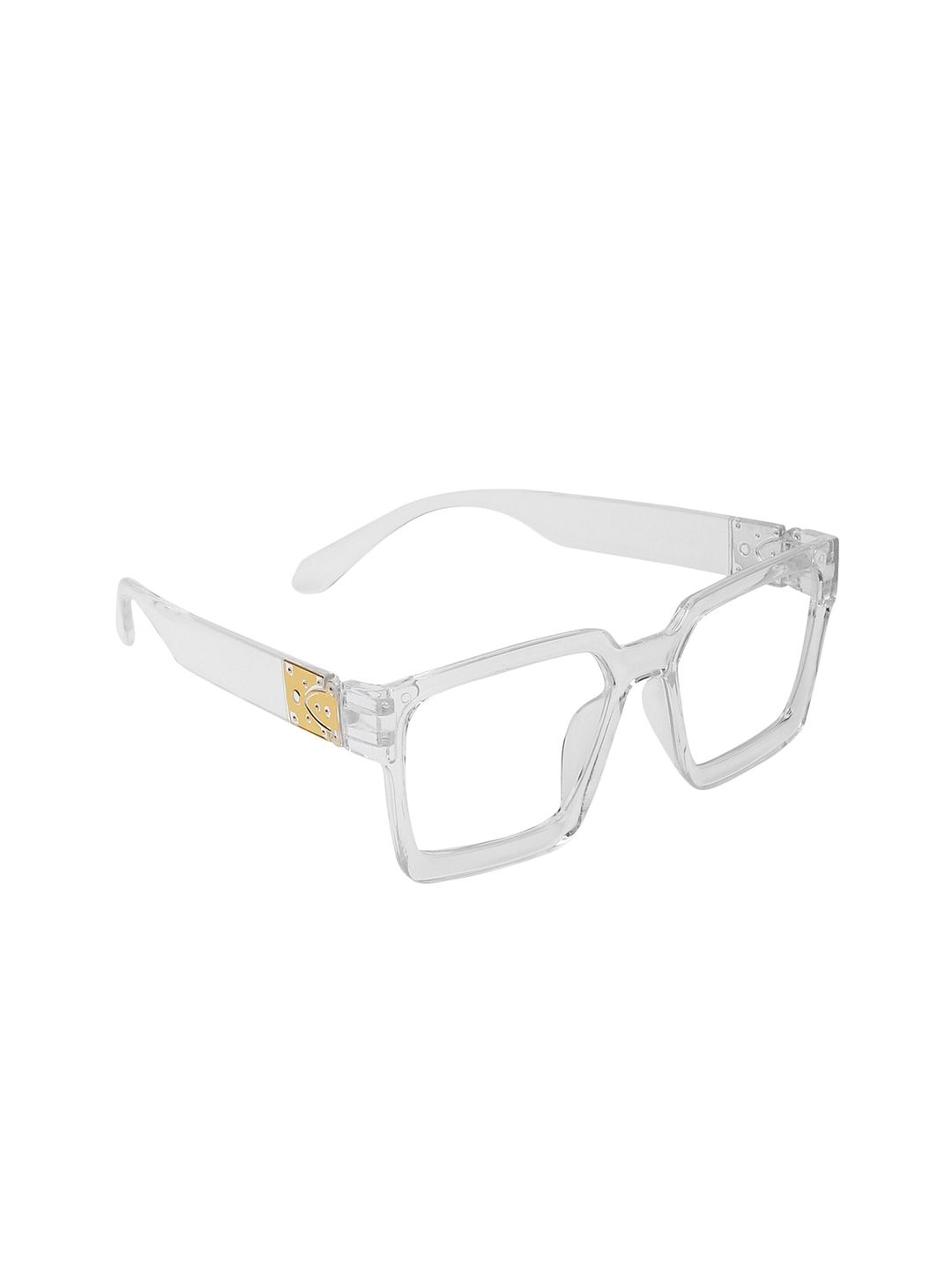 GARTH Unisex Clear Lens & White Square Sunglasses with UV Protected Lens