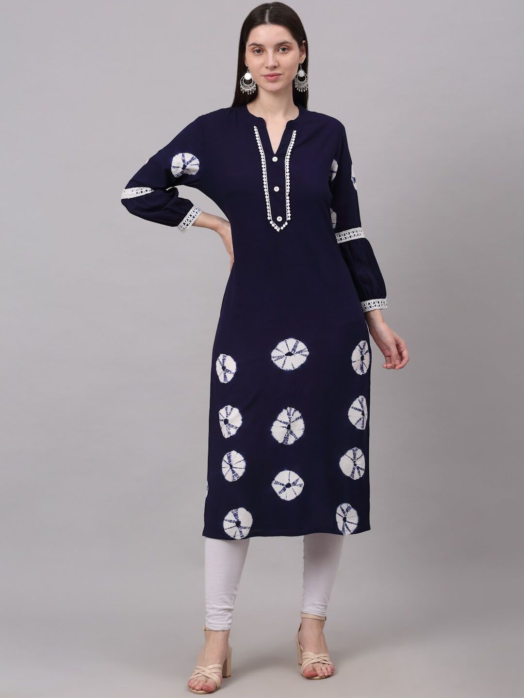 KALINI Women Navy Blue Printed Kurta Price in India