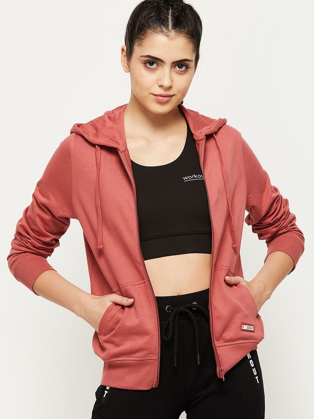 max Women Orange Windcheater Open Front Jacket Price in India