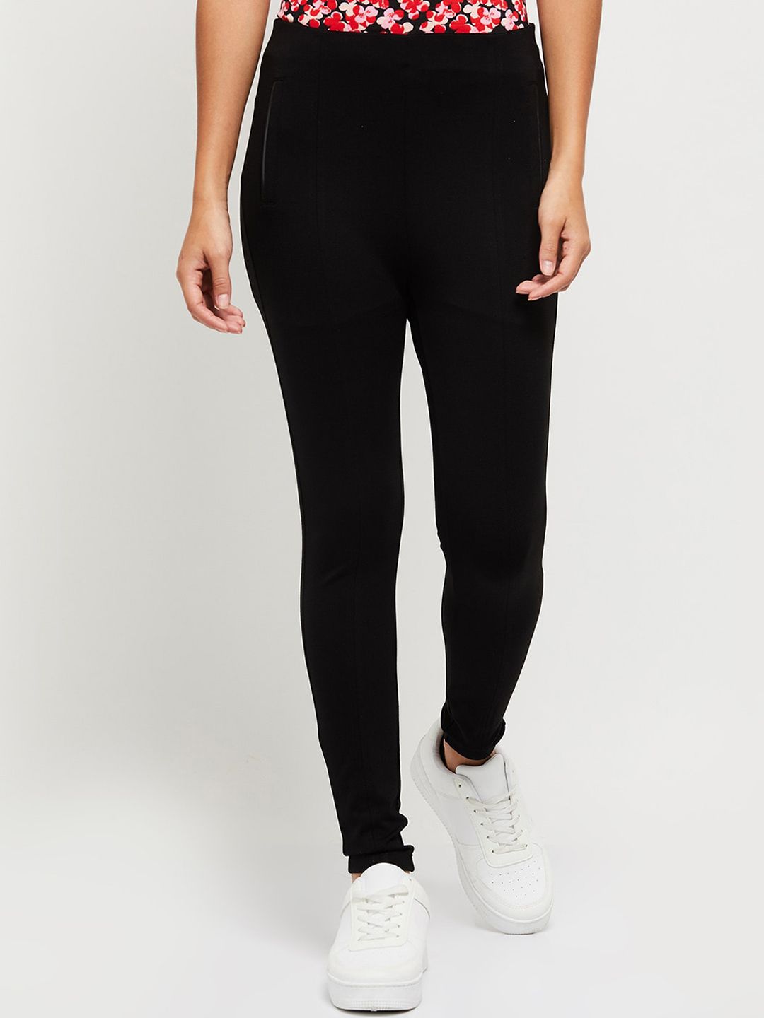 max Women Black Slim Fit Joggers Trousers Price in India