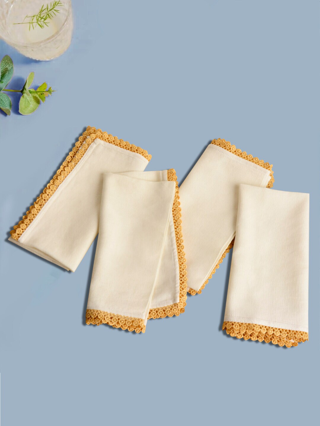 StyleMyWay Set Of 6 Solid Crochet Cotton Table Napkins Price in India