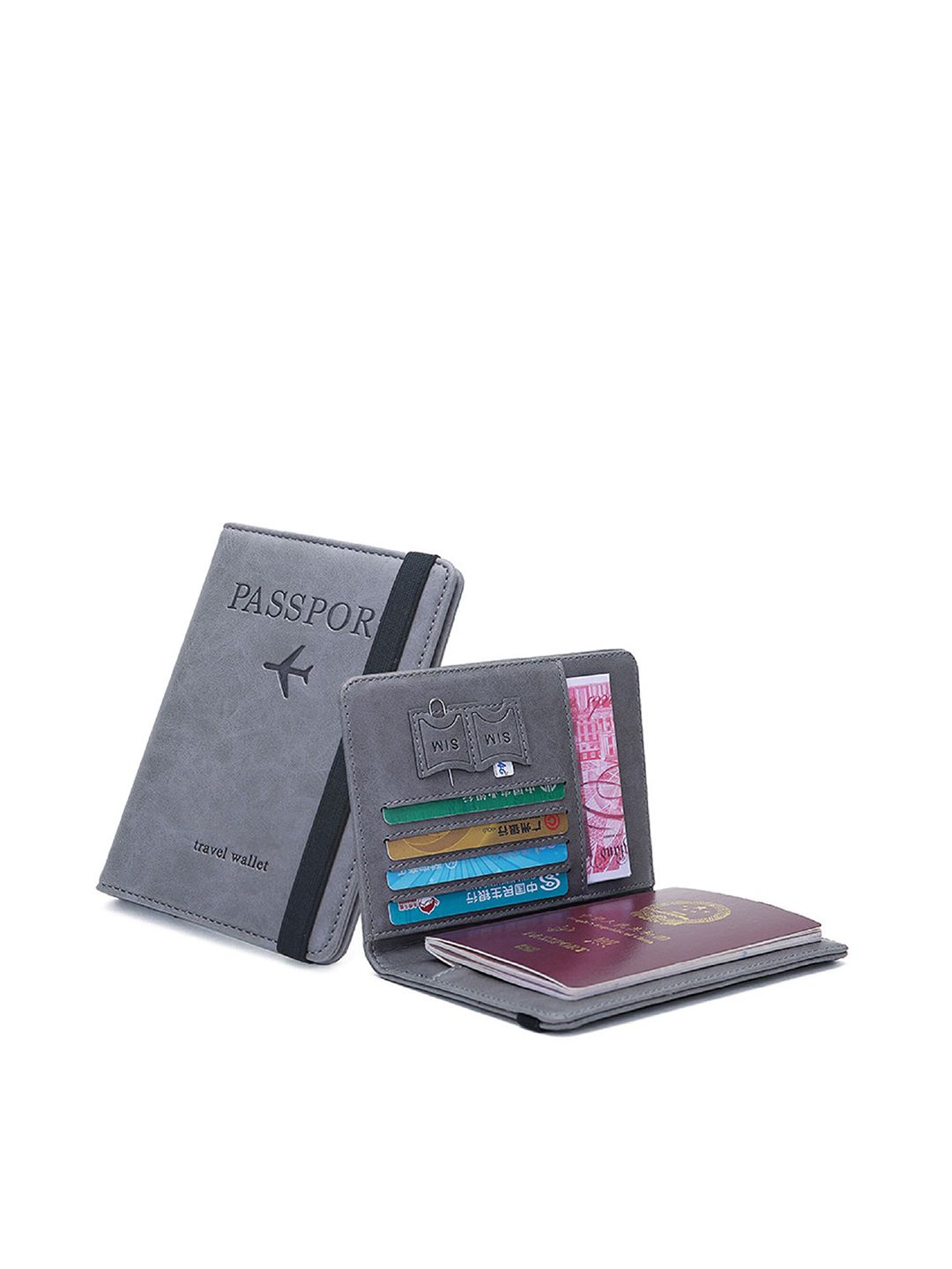 VOGARD Unisex Grey & Black PU Passport Holder with Passport Holder Price in India