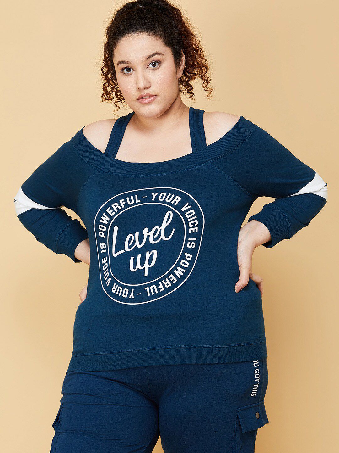 max Women Plus Size Blue Printed Sweatshirt Price in India