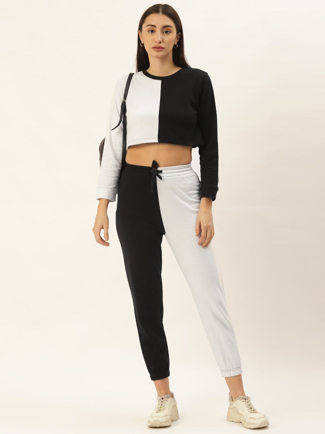 HILL STREET Women Black & White Colourblocked Co-Ords