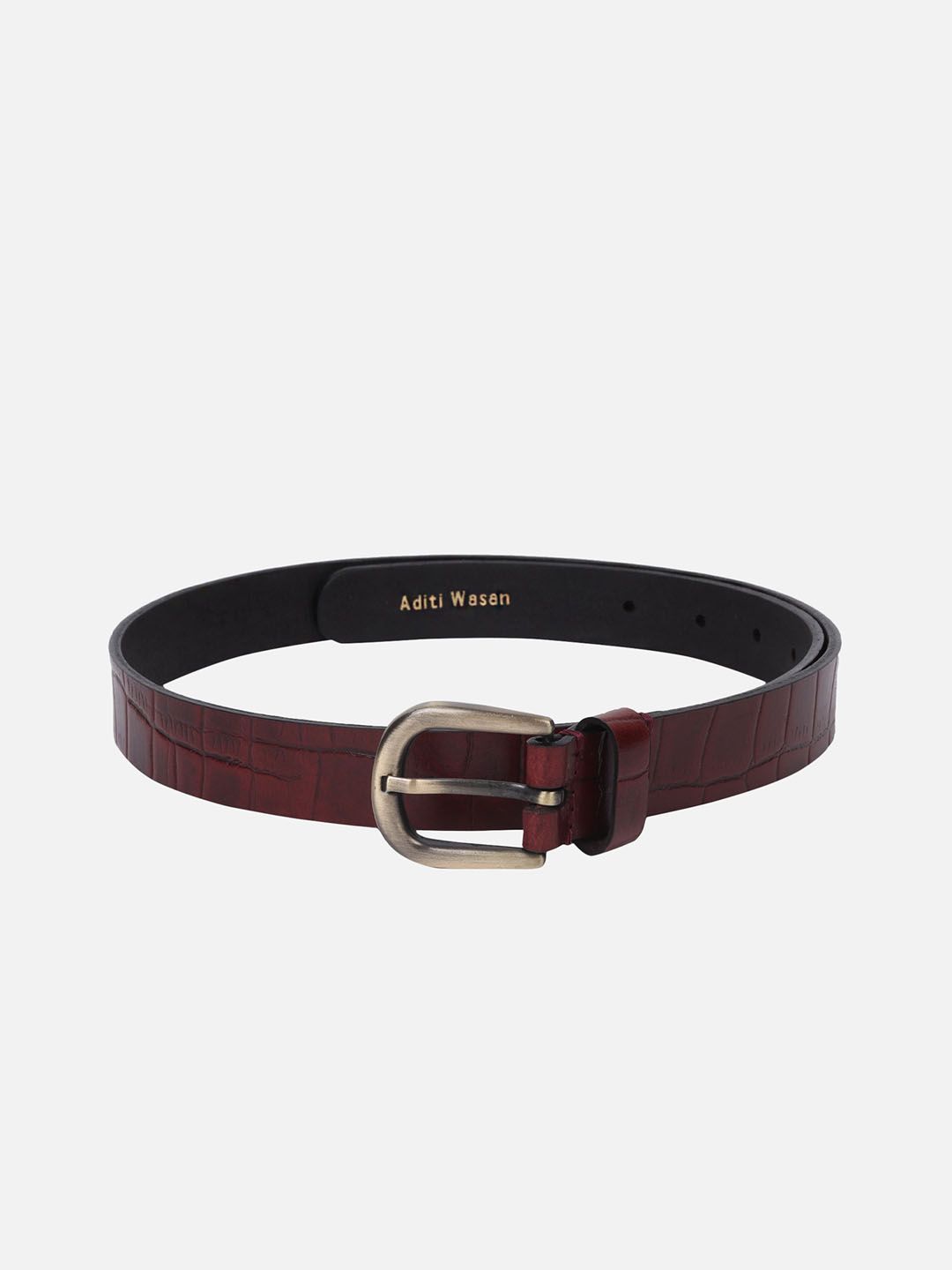 Aditi Wasan Women Maroon Leather Formal Belt Price in India