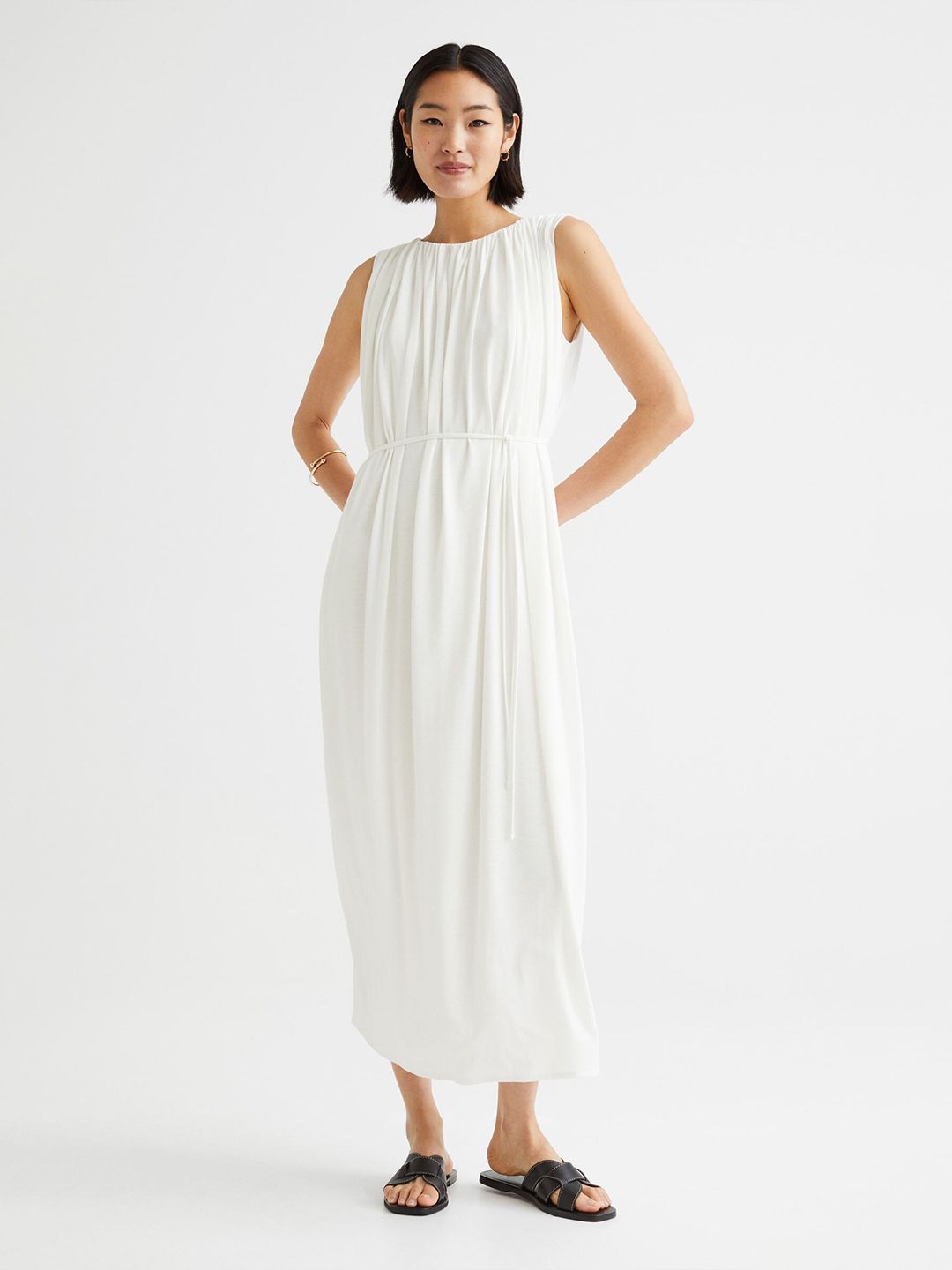H&M White Calf-length dress Price in India