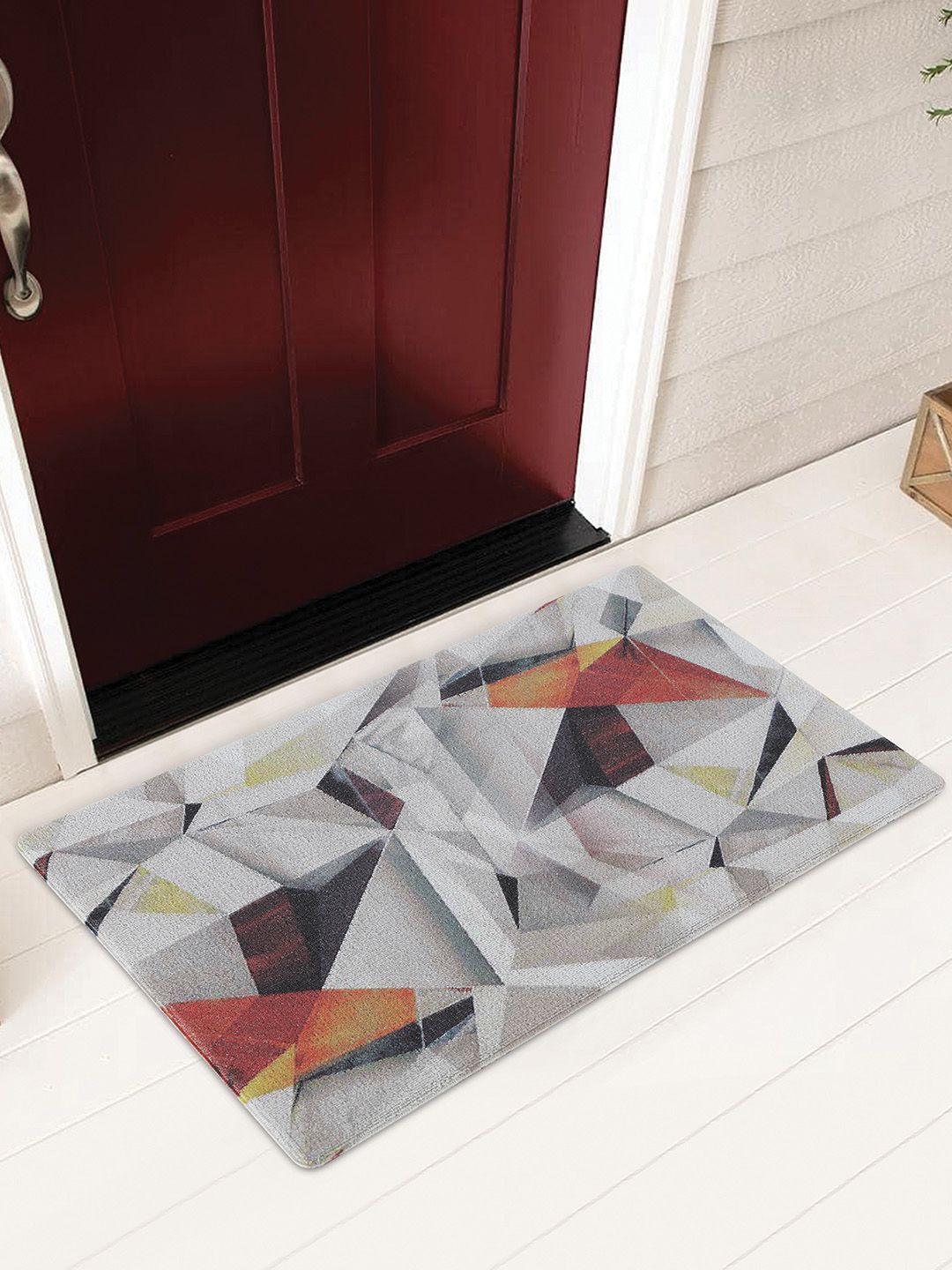 OBSESSIONS Grey Abstract Anti-Skid Doormats Price in India