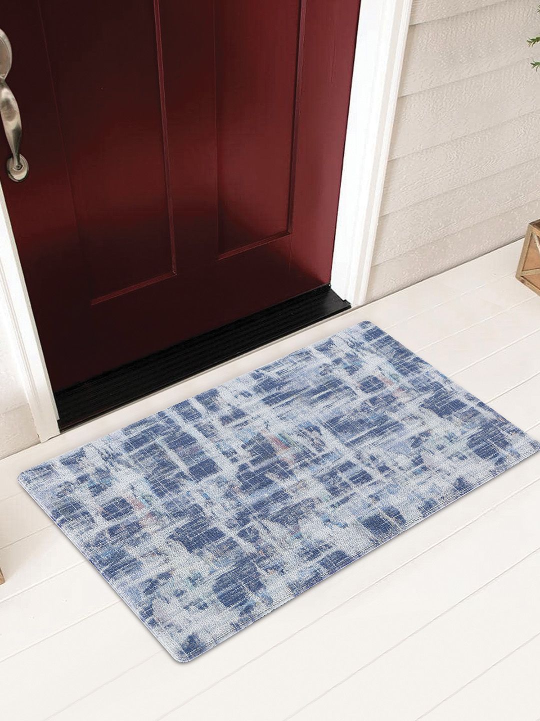 OBSESSIONS Blue Abstract Outdoor Doormats Price in India