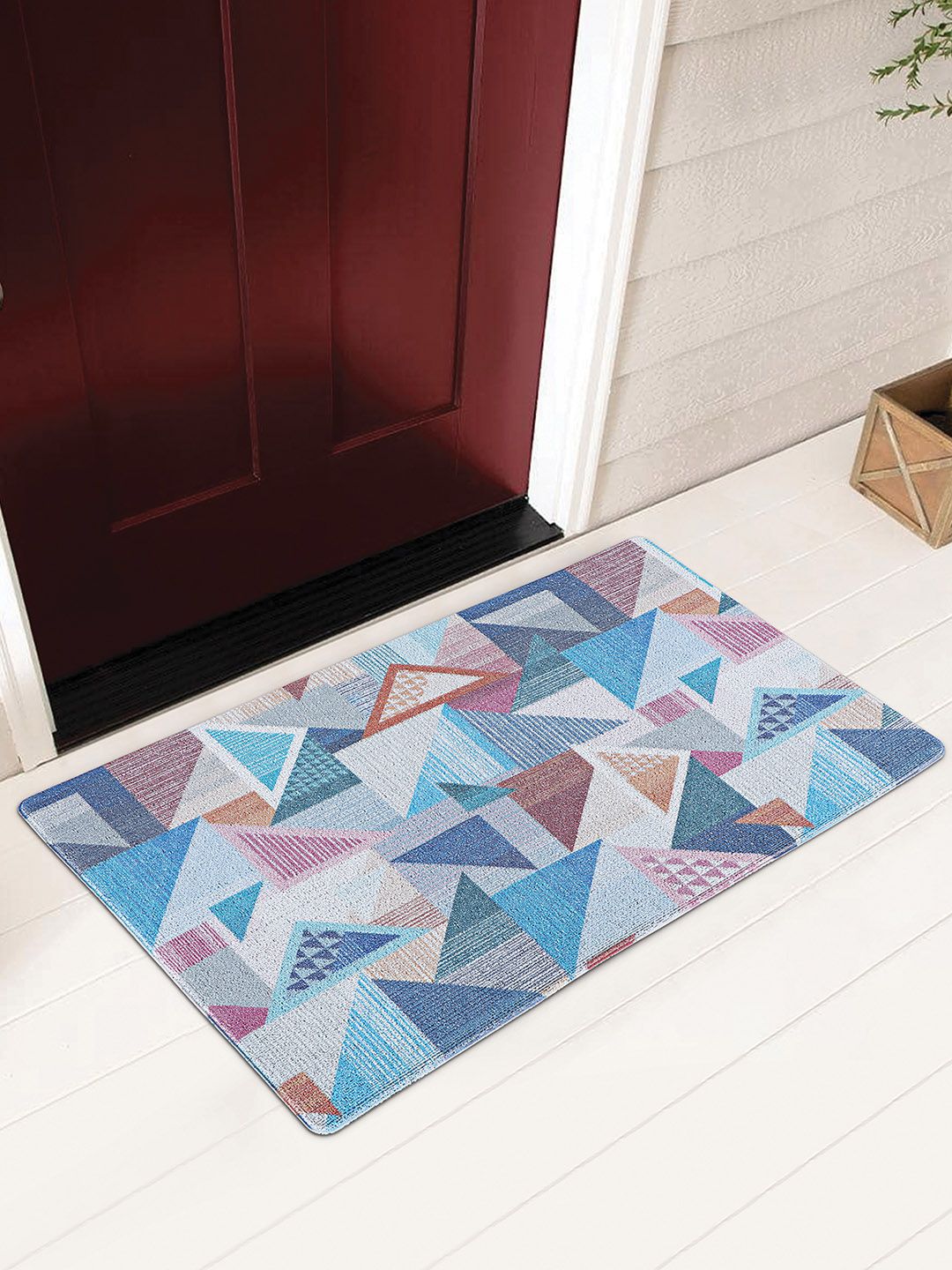 OBSESSIONS Blue Brown & Grey Anti-Skid Doormats Price in India
