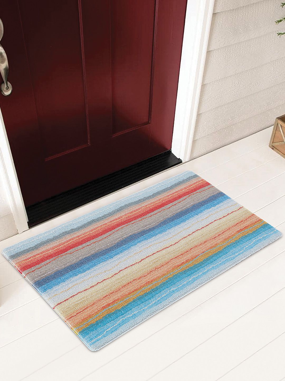 OBSESSIONS Multi-Coloured Striped Anti-Skid Doormats Price in India