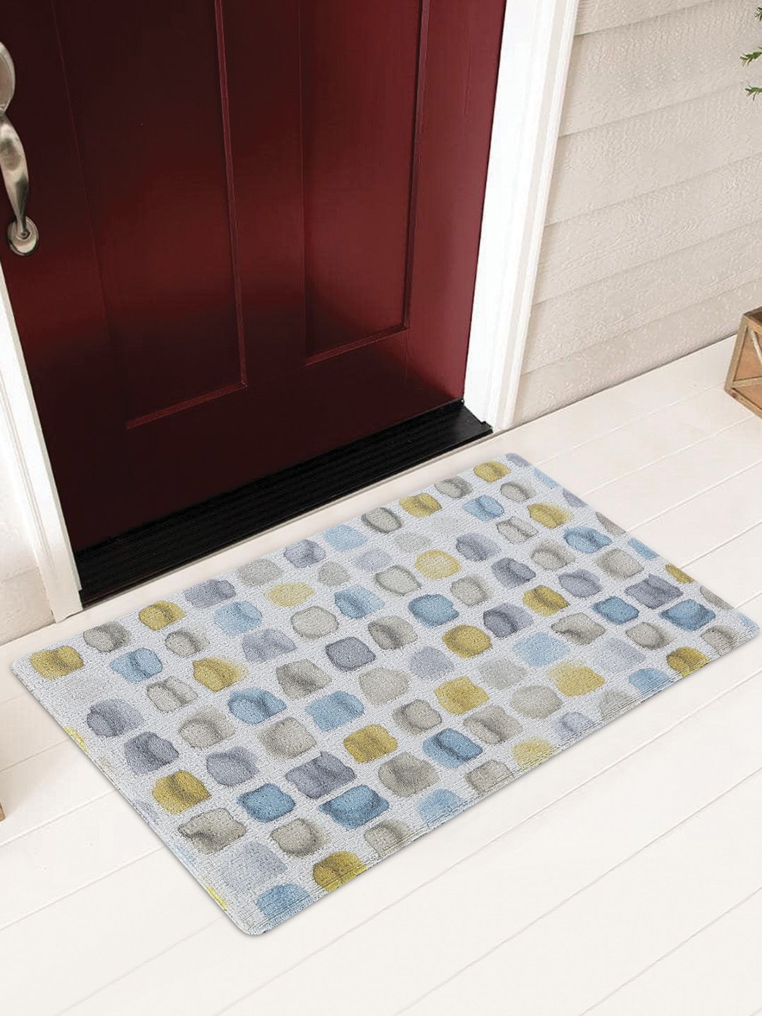 OBSESSIONS Grey & Green Abstract Doormats Price in India
