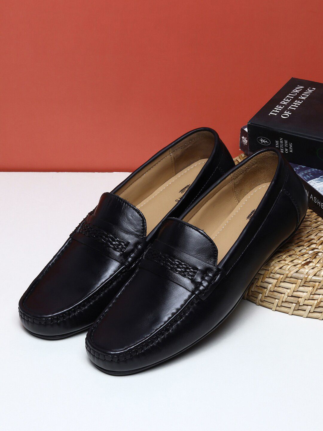 Teakwood Leathers Men Black Perforations Leather Loafers